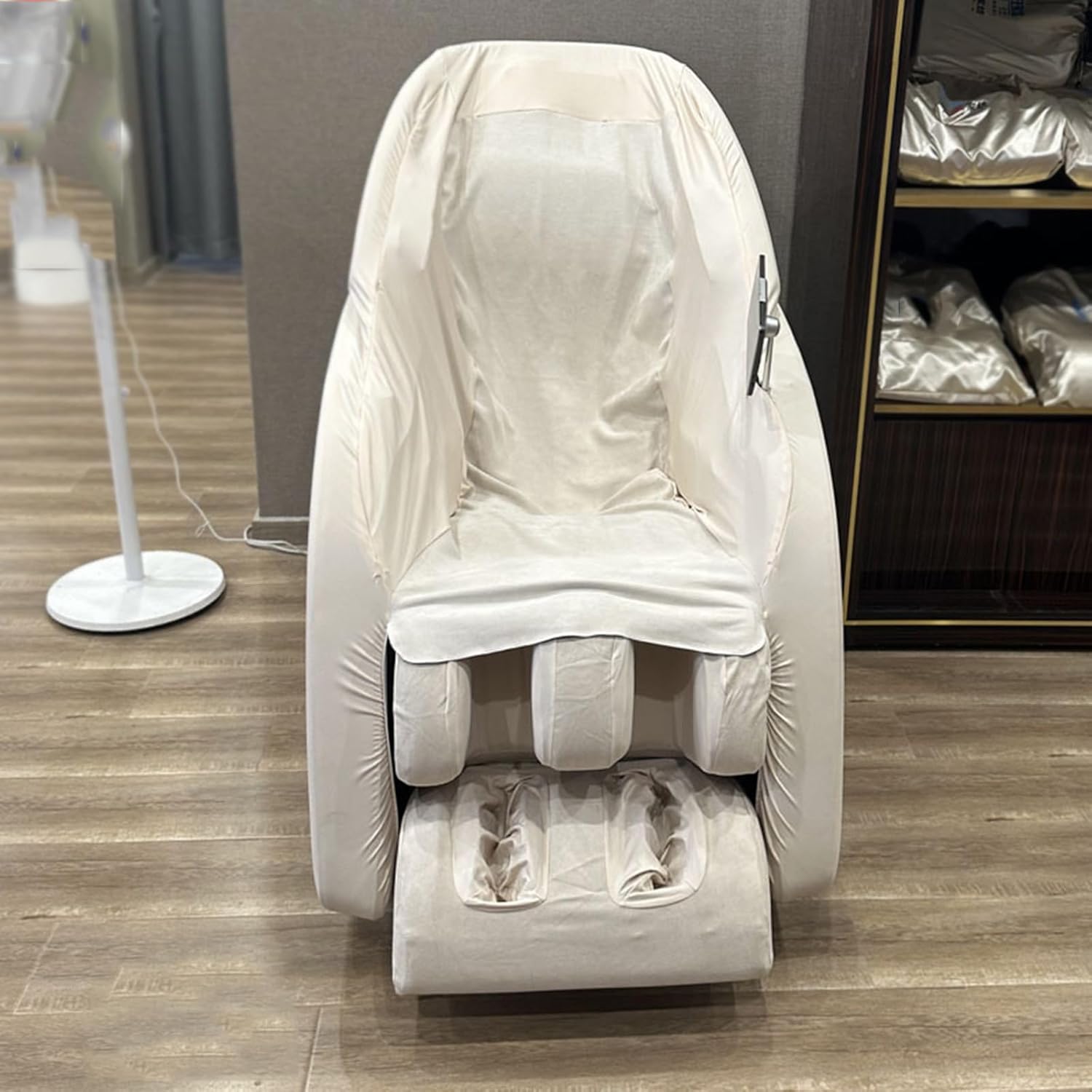 Washable Massage Chair Cover, Full Body Shiatsu Armchair Slipcovers Wear-Resistant Thickened Fabric Recliner Universal Massage Chair Cover for Chivas,Beige,L