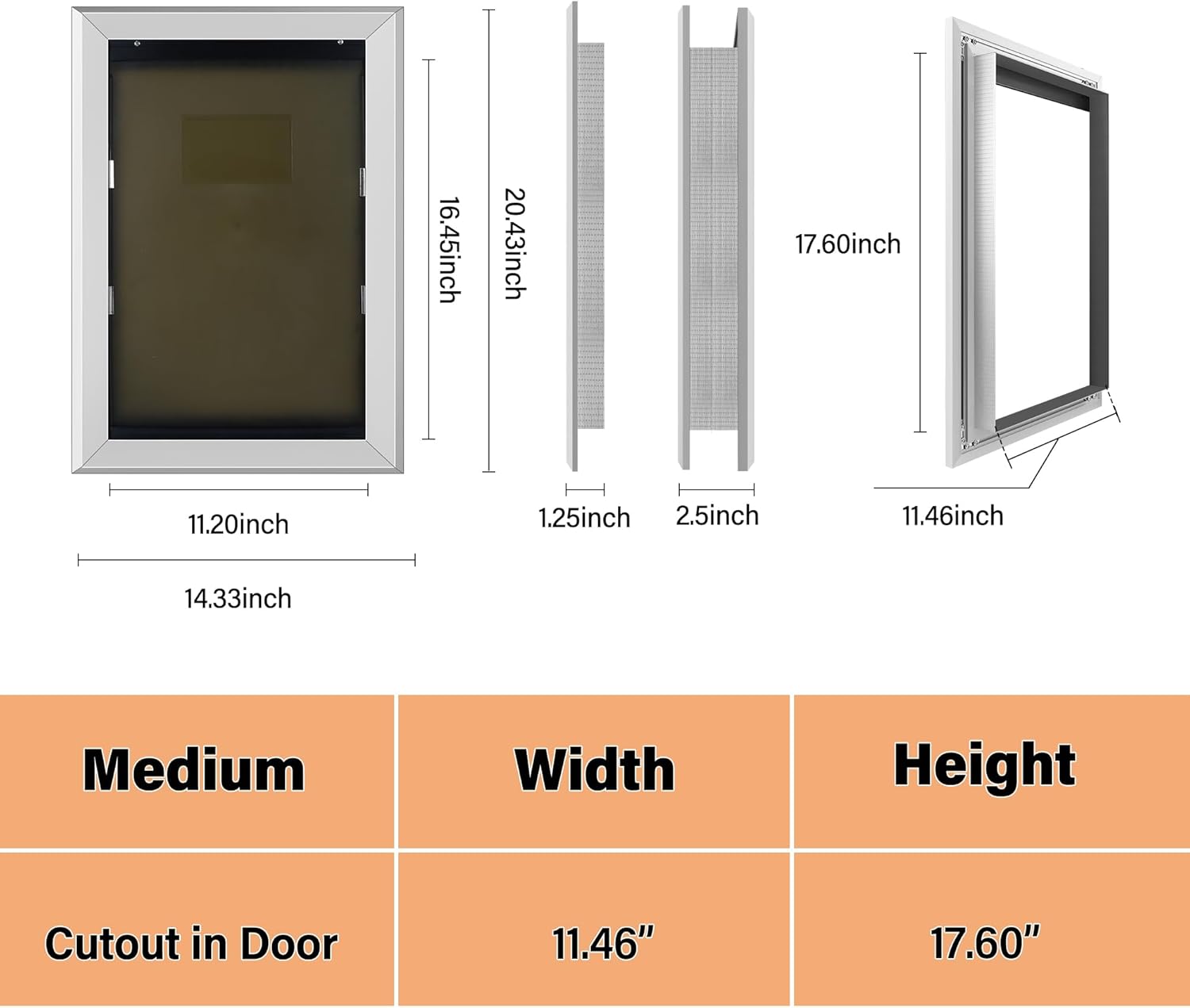 TIMOSS Large Aluminum Dog Door, Easy Install for Wood, PVC Metal & Paneled Doors, Fits Pets Up to 220lbs, Double Magnetic Flaps, Double Curtain Magnetic Doggie Door