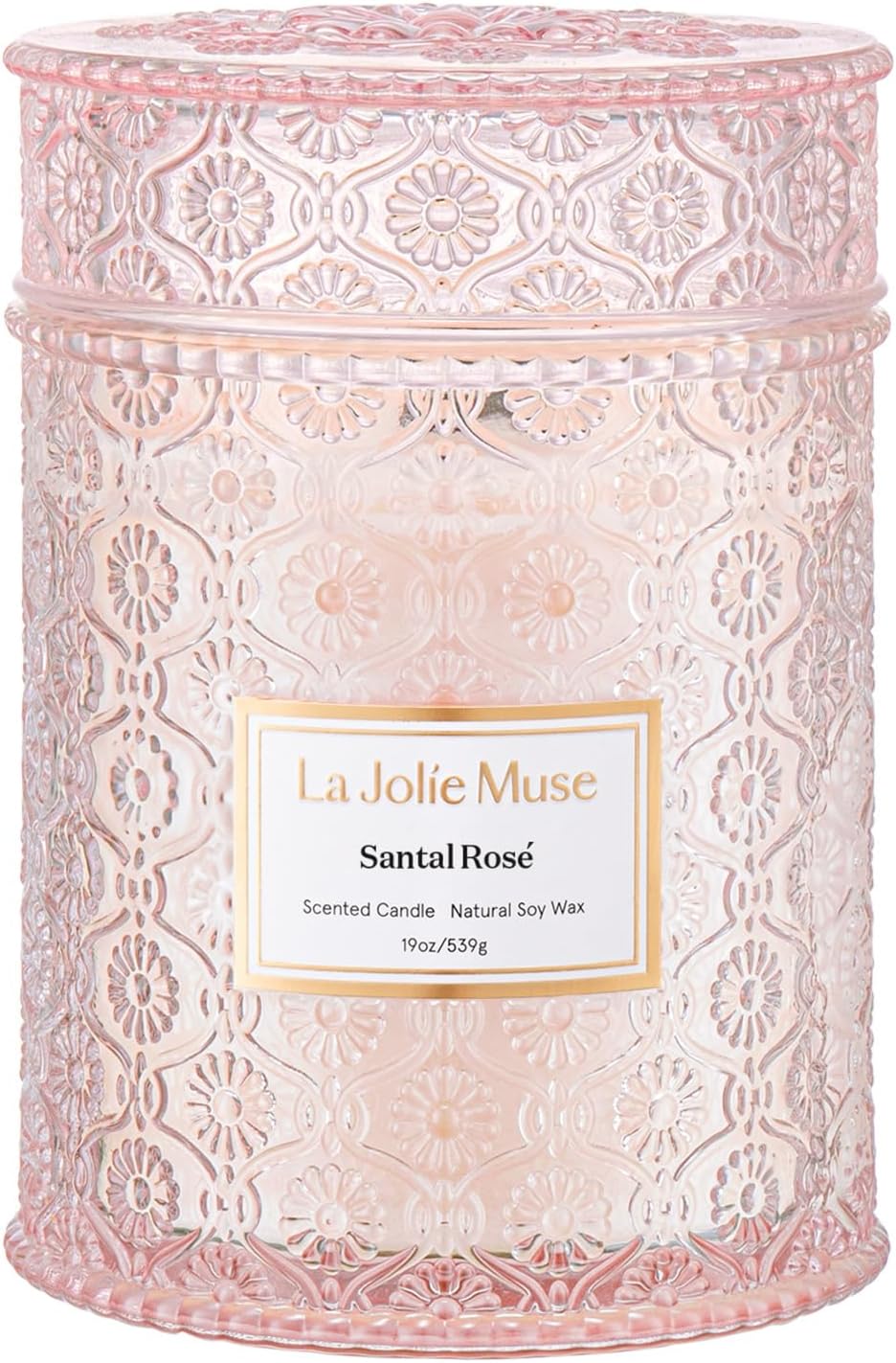 LA JOLIE MUSE Rose Noir & Oud Scented Candle, Rose Candle Gift for Women, Large Glass Jar Candles for Home, Wood Wick, 90 Hours Long Burning, 19.4 oz