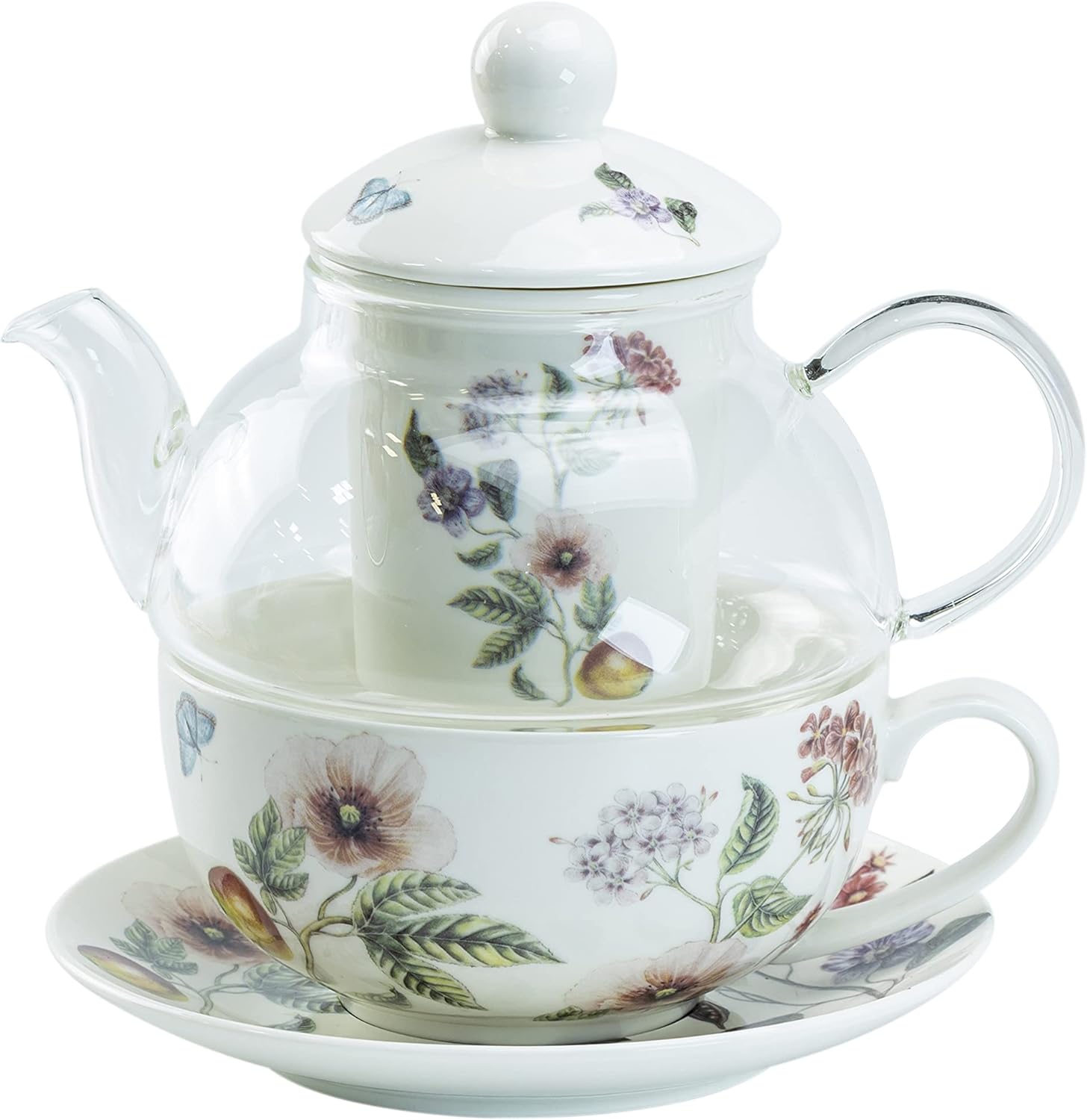Grace Teaware 5Piece Glass Porcelain 13Ounce Tea For One