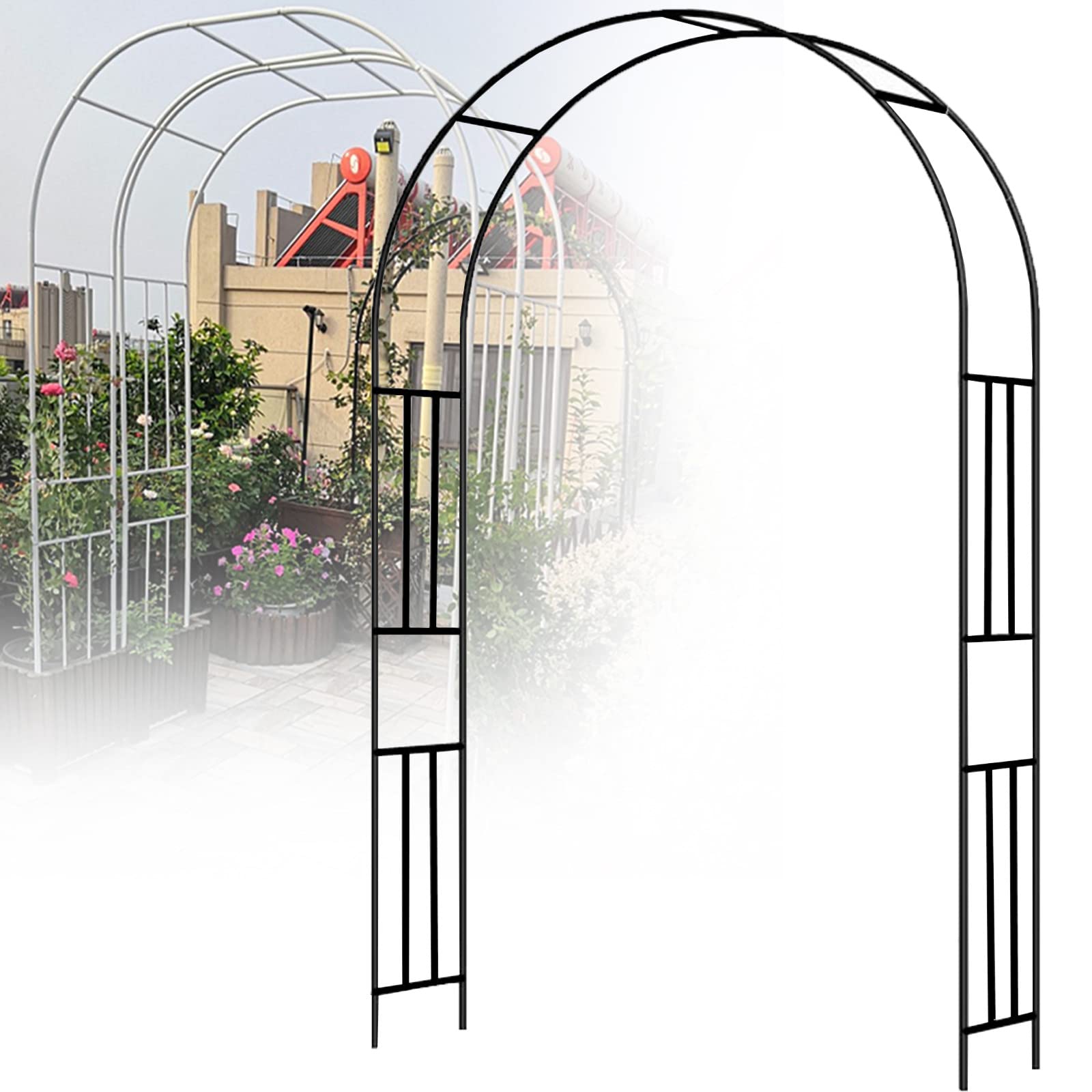 Arche de jardin en métal noir pour rosiers et aménagement de terrasses