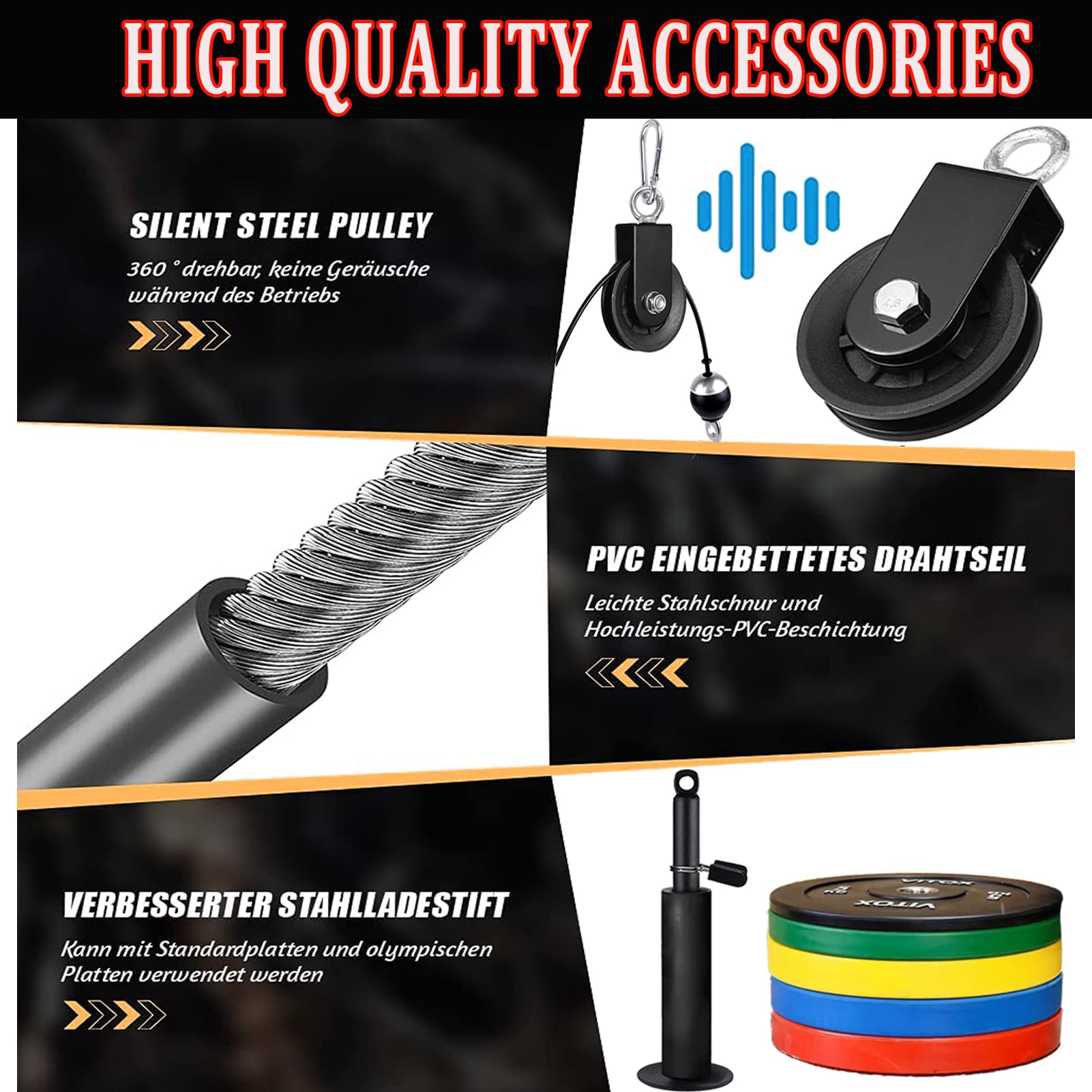 Taeku Linka do fitnessu, ulepszony system linowy do treningu siłowego LAT Pull Down, bicepsów, curl, tricepsów, system obciążników, dodatkowe urządzenia do ćwiczeń DIY
