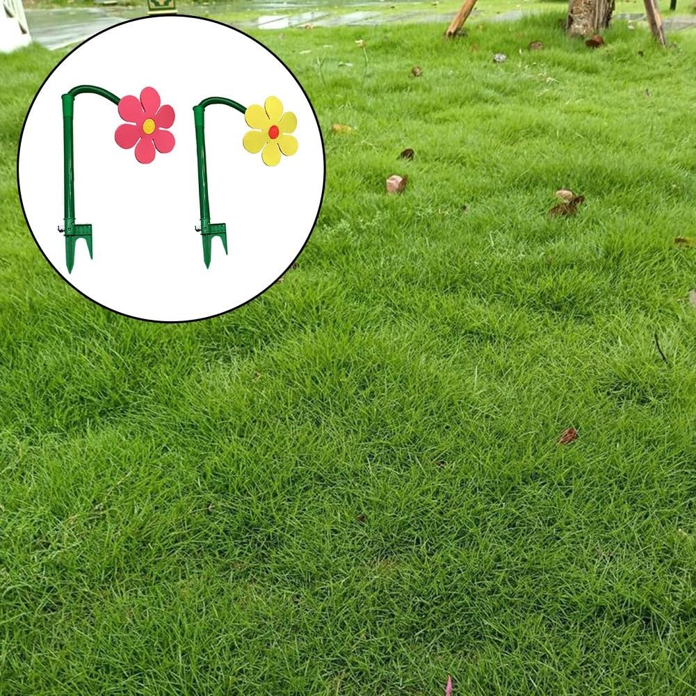 Herramientas de riego de jardín de 360 grados, aspersor de girasol giratorio automático, para césped, parterres, huertos, equipos de riego de polietileno con estaca de espuma (rosa roja)