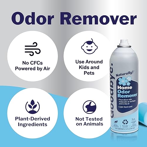 Miniatura 5 de Goodbye Naturally Home - Eliminador de olores, espray neutralizador de olores, latas de pulverización continua de 14 onzas, paquete doble