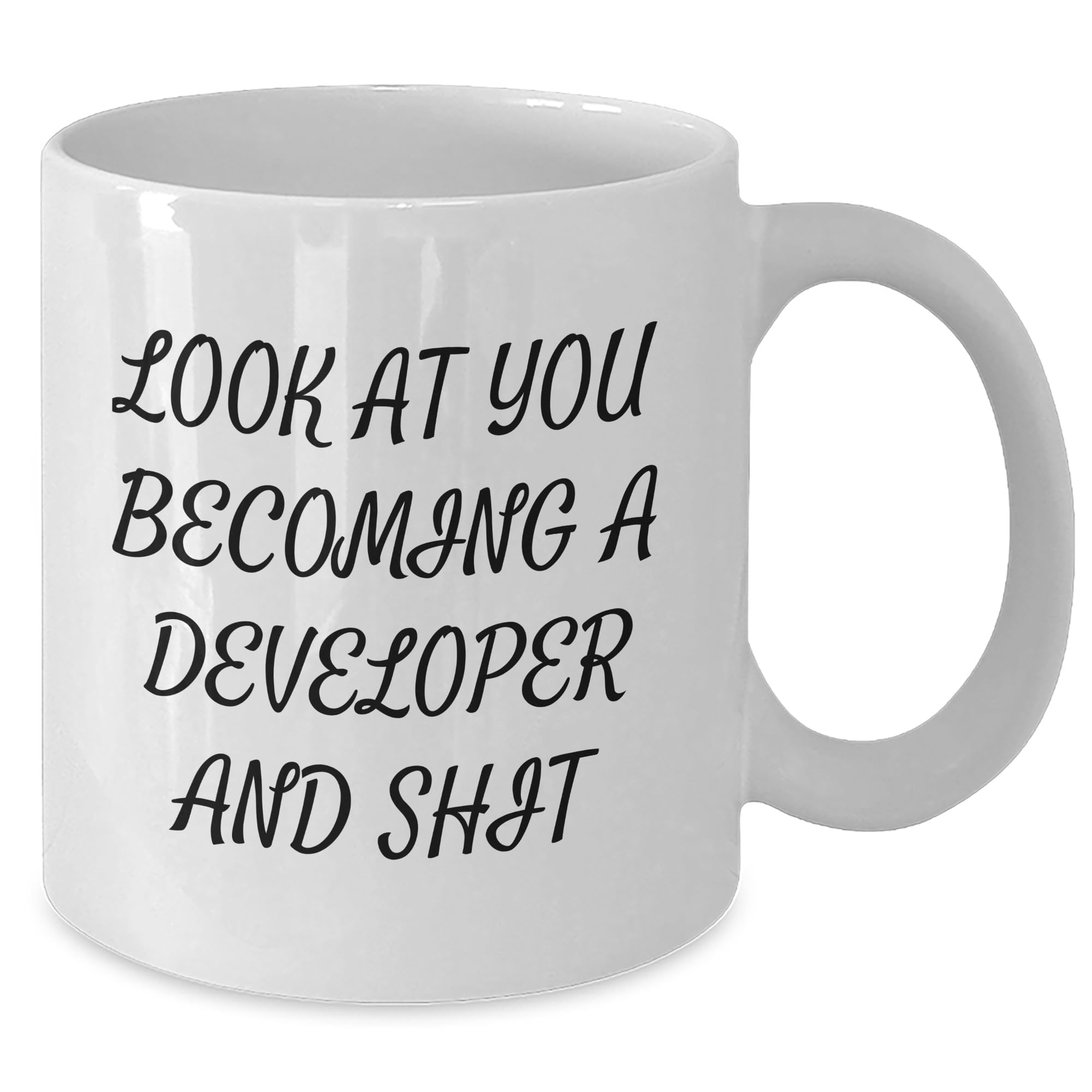 Funny Developer White Coffee Mug Gifts from Friends for Birthday - Look At You Becoming A Developer