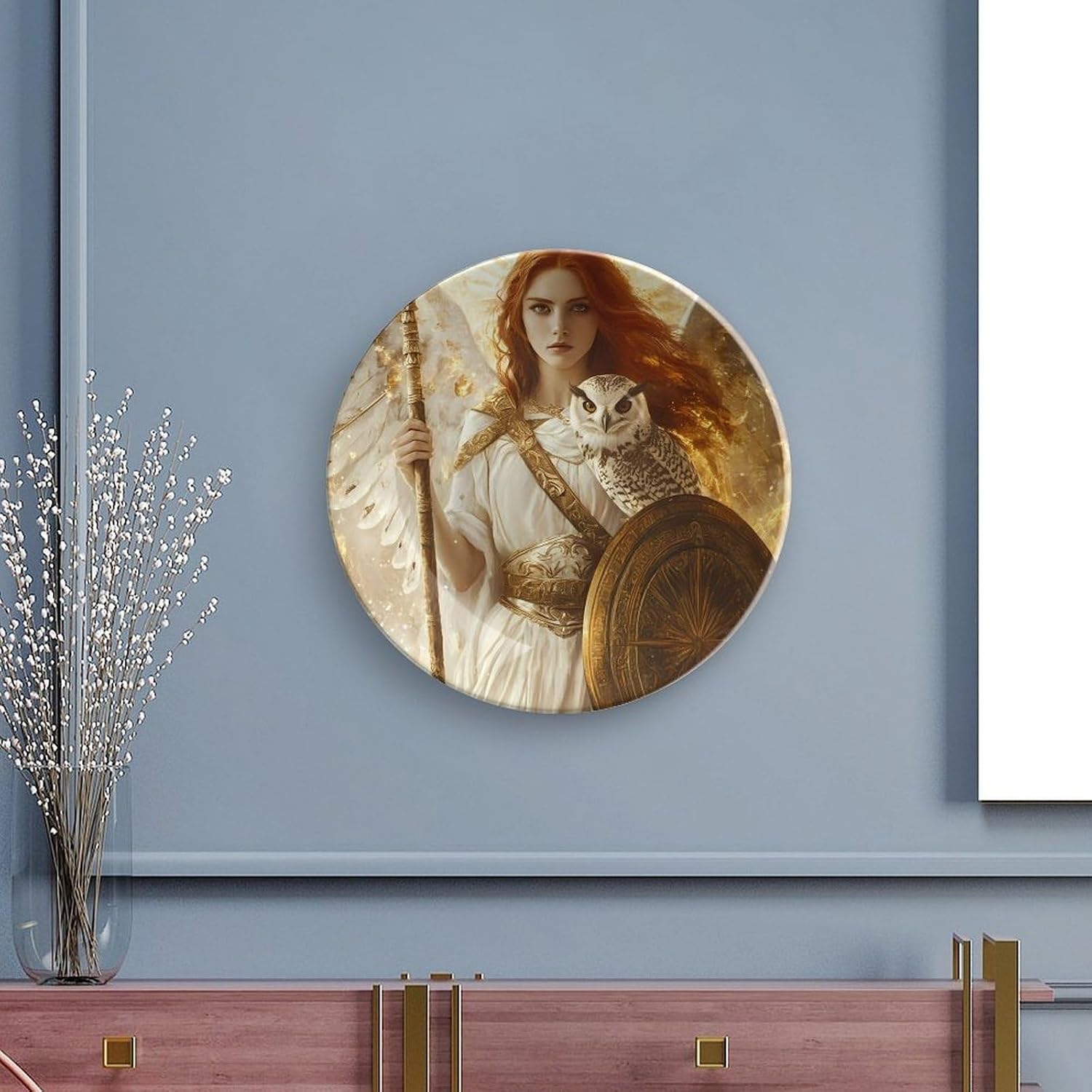 Goddess Athena Bone China Decorative Porcelain Plates Dinnerware Ornaments