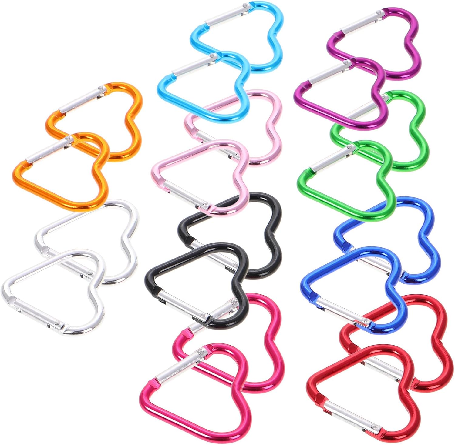 20pcs Mini Heart Shaped Carabiner Clips Aluminum Alloy Keychain Hooks Portable Multifunctional Snap Hooks for Backpack Zippers DIY Clothing Outdoor Camping Hiking Fishing