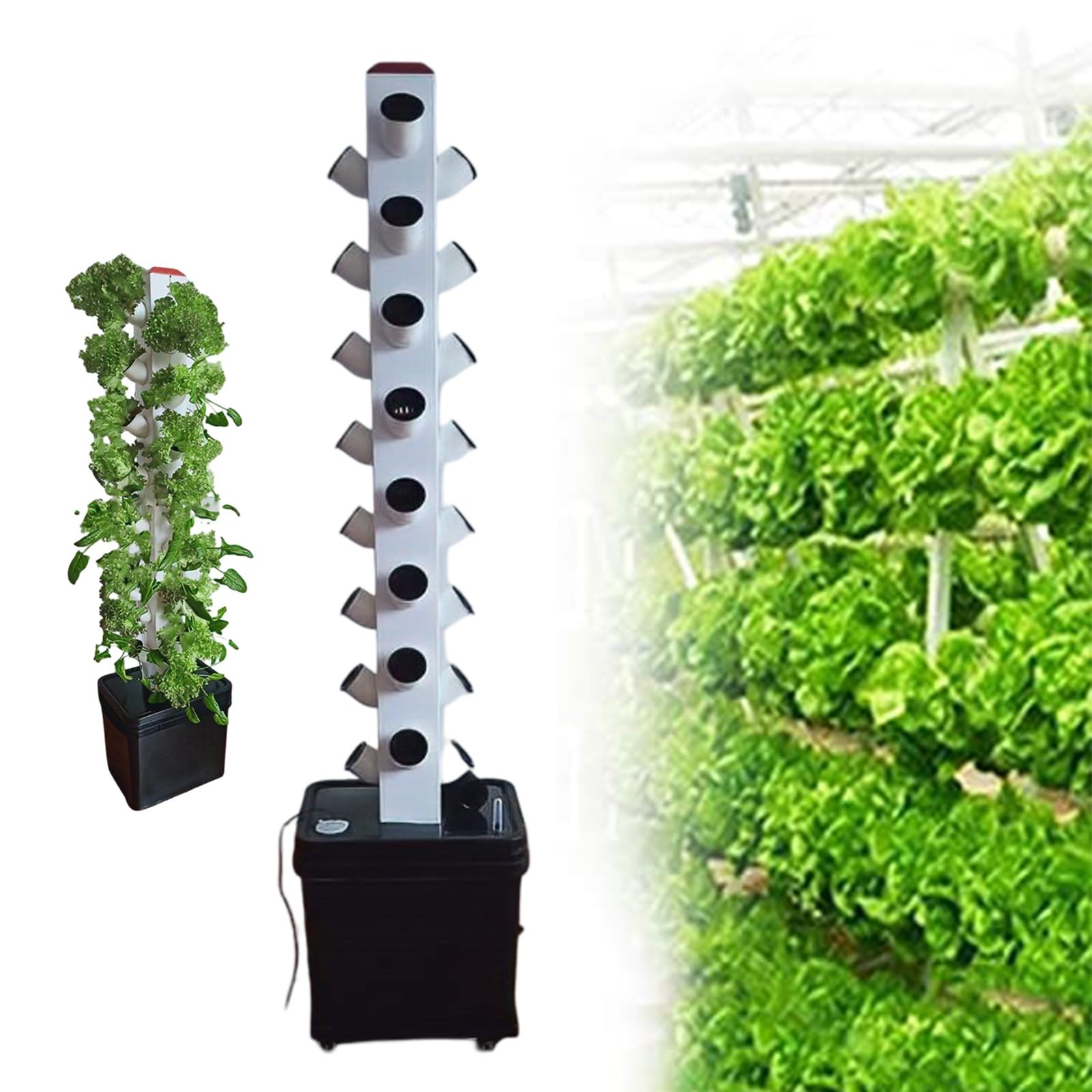 Kit de cultivo hidropónico, sistema de cultivo hidropónico vertical en torre con ruedas, sistema de cultivo hidropónico en torre para jardín interior y exterior, para hierbas, lechuga(1 column)