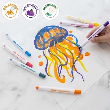 BAZIC PRODUCTS 12 Color Gel Crayons, 12 Count, Silky Gel Formula, for Kids School Coloring Art, Case of 72