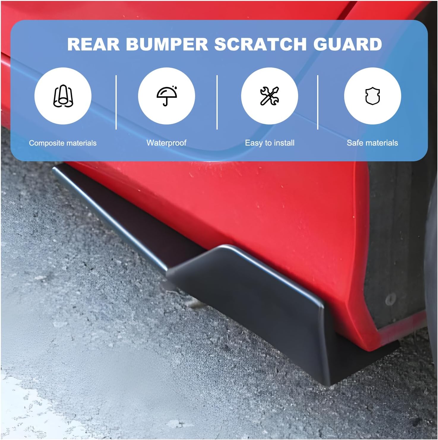 2PCS Car Rear Bumper Guard Diffuser Splitter, Anti Scratch Auto Side Fender Skirt Lip Wrap Angle Protector, Universal Anti-Collision Vehicle Bumper Lip Body Kit for Most Cars (Bright Black)