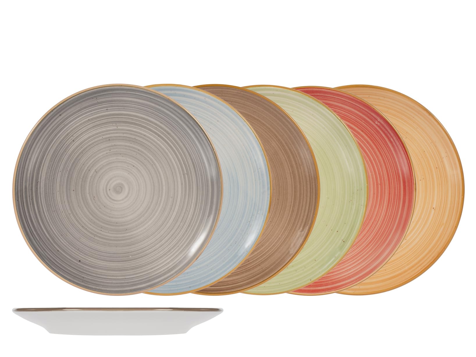 H&H Set Piatti Opera 18 Pezzi in Stoneware - Servizio Tavola Completo, Colori Assortiti, Design Elegante a Spirale