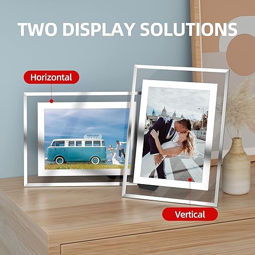 Miniatura 3 de Marcos de fotos de 4 x 6 pulgadas, marco de fotos de vidrio para mesaescritorio, orientación horizontalvertical, acabado plateado