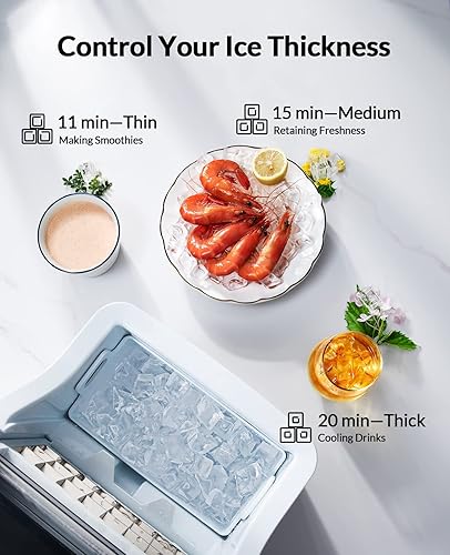 Miniatura 5 de Silonn Máquina para hacer hielo para encimera, 26 libras en 24 horas, cubitos de hielo listo en 6-8 minutos, máquina de hielo autolimpiante con