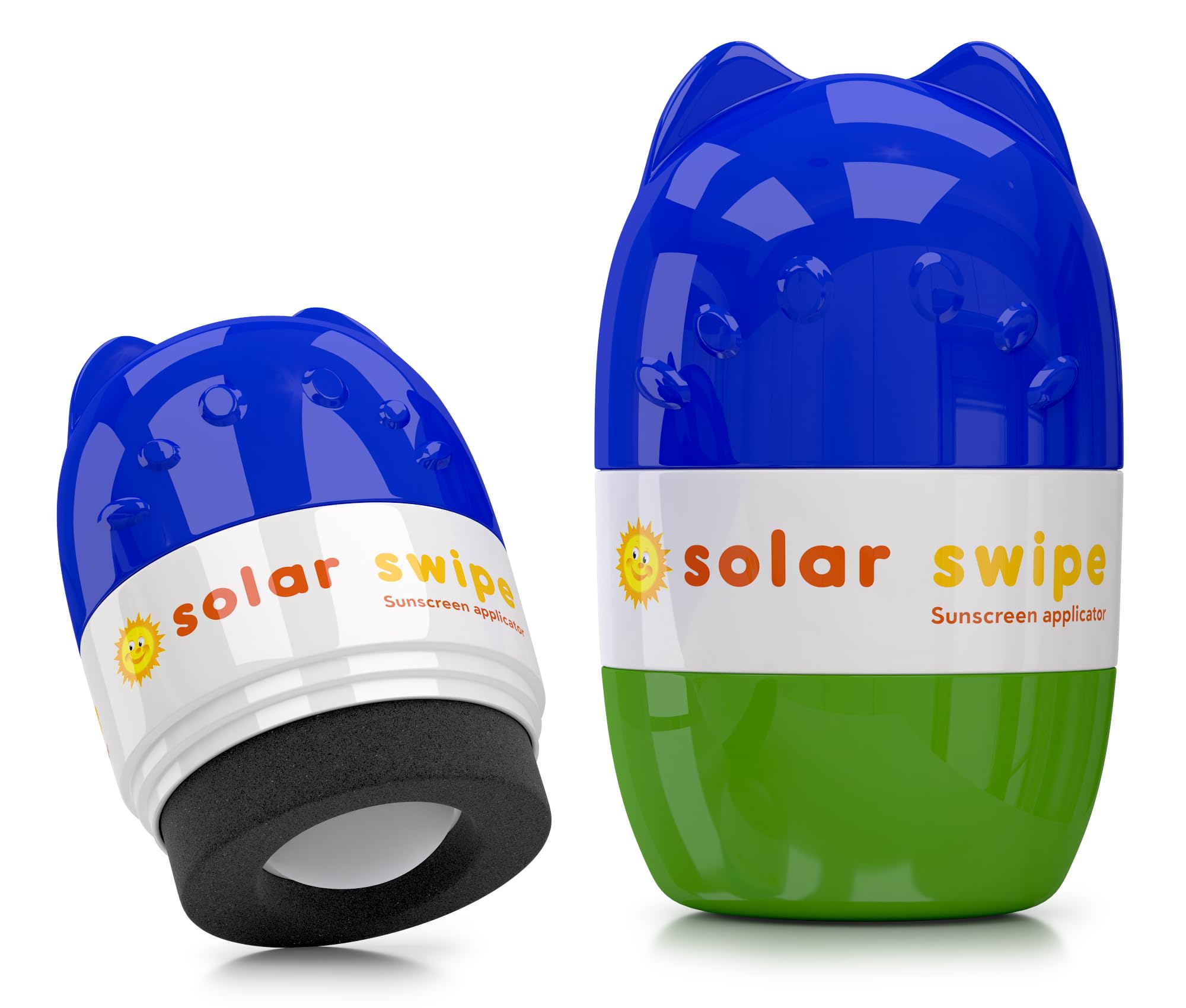 Solar Swipe Sunscreen Applicator for Kids and Adults, Portable, Washable, Easy on the Go Sunscreen Application for Any Age and Skin (Blue Green)