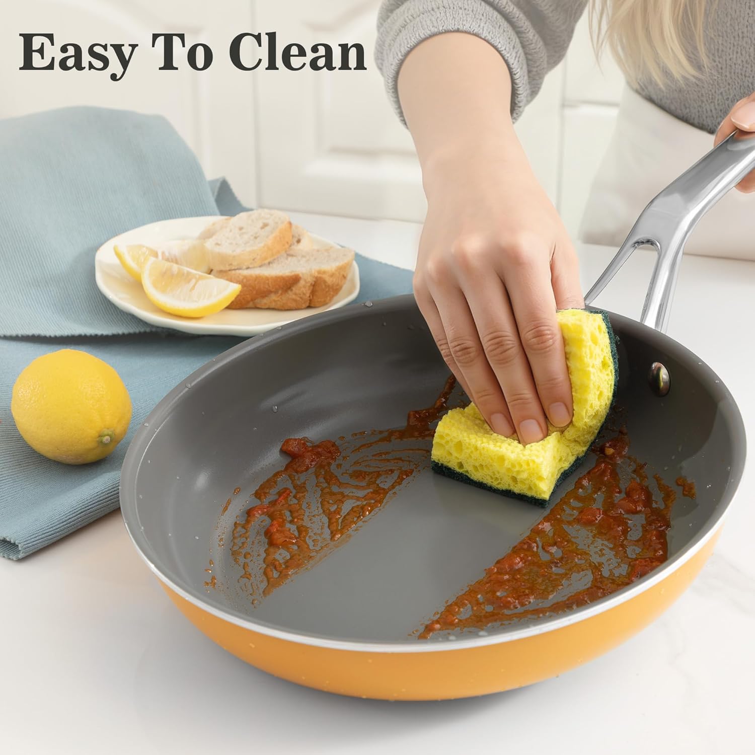 3-Piece Ceramic Non-Stick Frying Pan Set 8.9.5.11 Inch Cookware set,Interior & Exterior Ceramic Coating,Compatible with All Stovetops,Induction & Oven-Safe up to 480°F,PFAS/PTFE/PFOA-Free