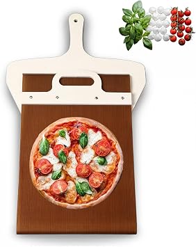 Sliding Pizza Peel, No Stick Pizza Smart Slider, Wooden Pizza Shovel with Handle, Large Pizza Transfer Slider, Pizza Spatula Paddle Kitchen for Baking Homemade Pizza