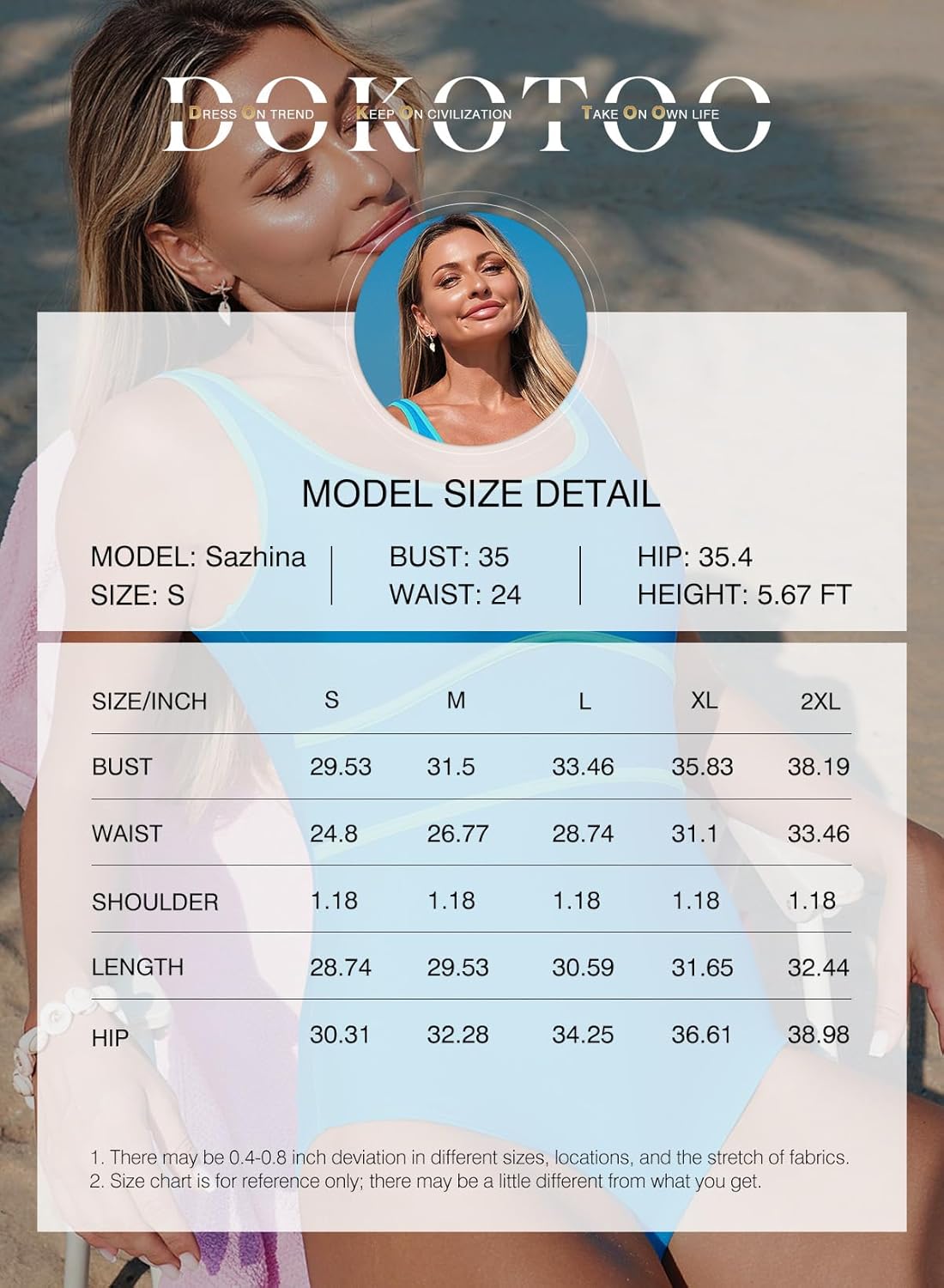 Dokotoo One Piece Swimsuit Women Tummy Control Athletic Full Coverage Bathing Swim Suit Color Block Slimming Swimwear - Image 6