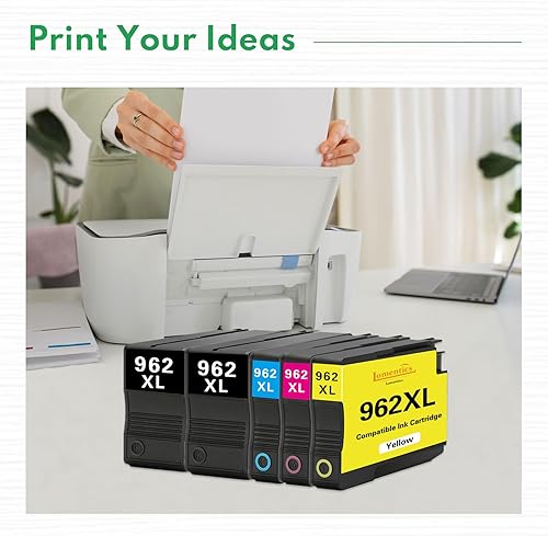Miniatura 7 de 962XL - Paquete combinado de cartuchos de tinta (5 unidades, 2 negro/1 cian/1 magenta/1 amarillo) compatibles 962XL 962 cartuchos de tinta de