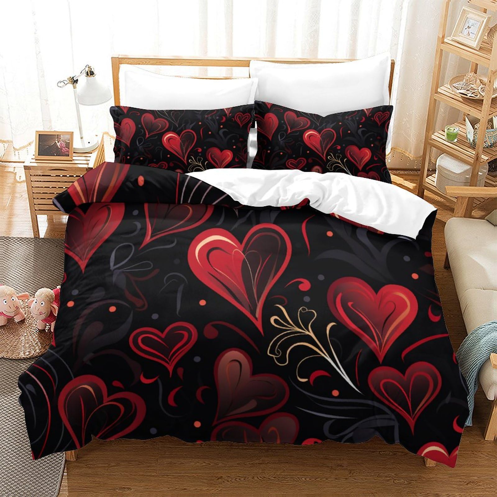 Housse de couette super douce 3D Amour parure de lit pour enfants