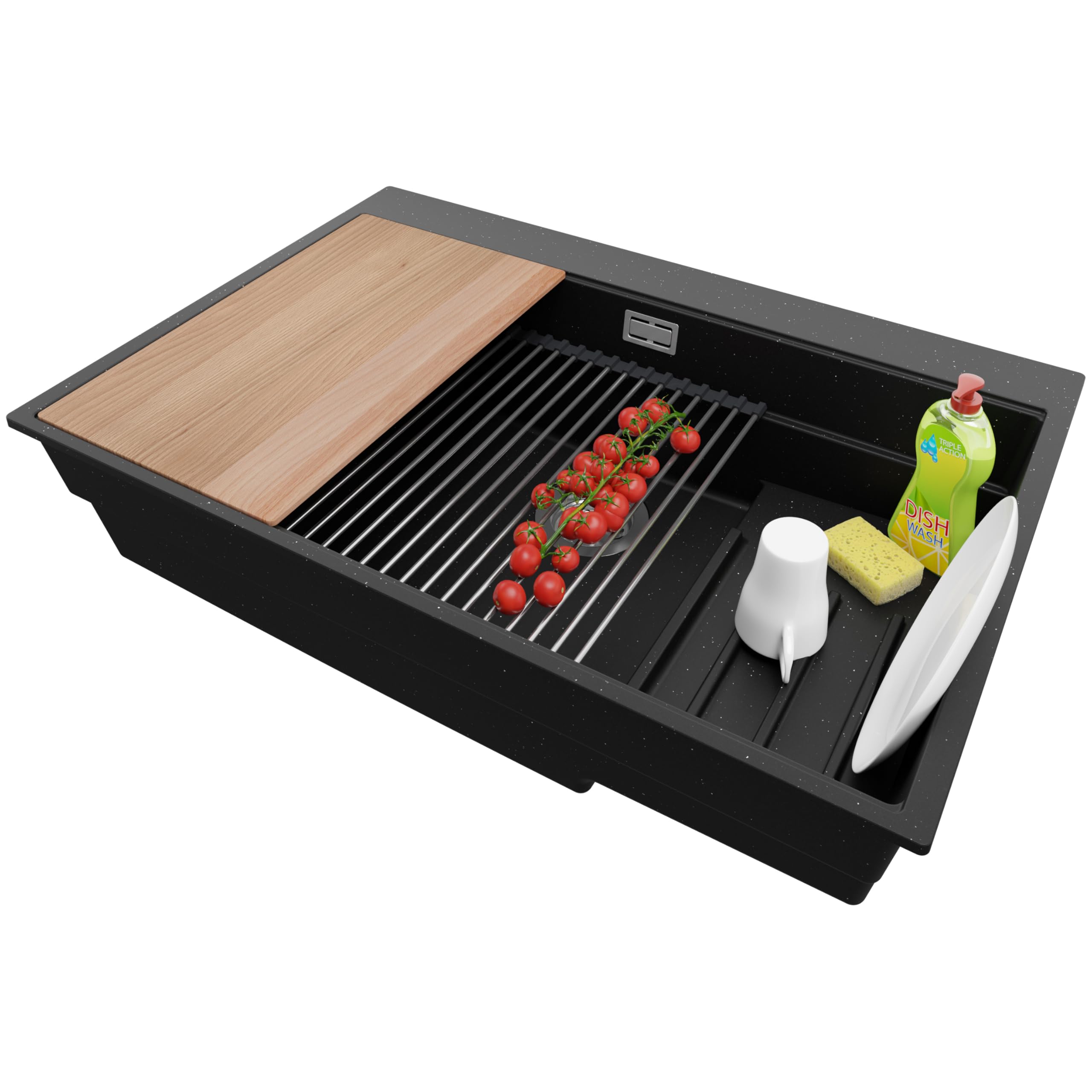 Évier cuisine granit noir métallisé Primagran Oslo S098 1 bac 78x53 cm