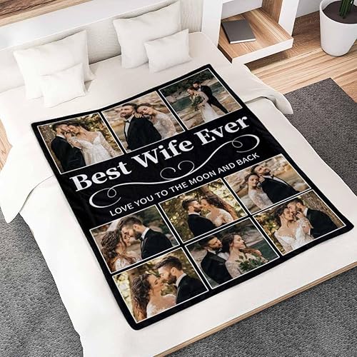 Miniatura 3 de Manta personalizada con fotos, manta de regalo conmemorativa personalizada con el mejor Wift Ever, manta personalizada de forro polar, manta de
