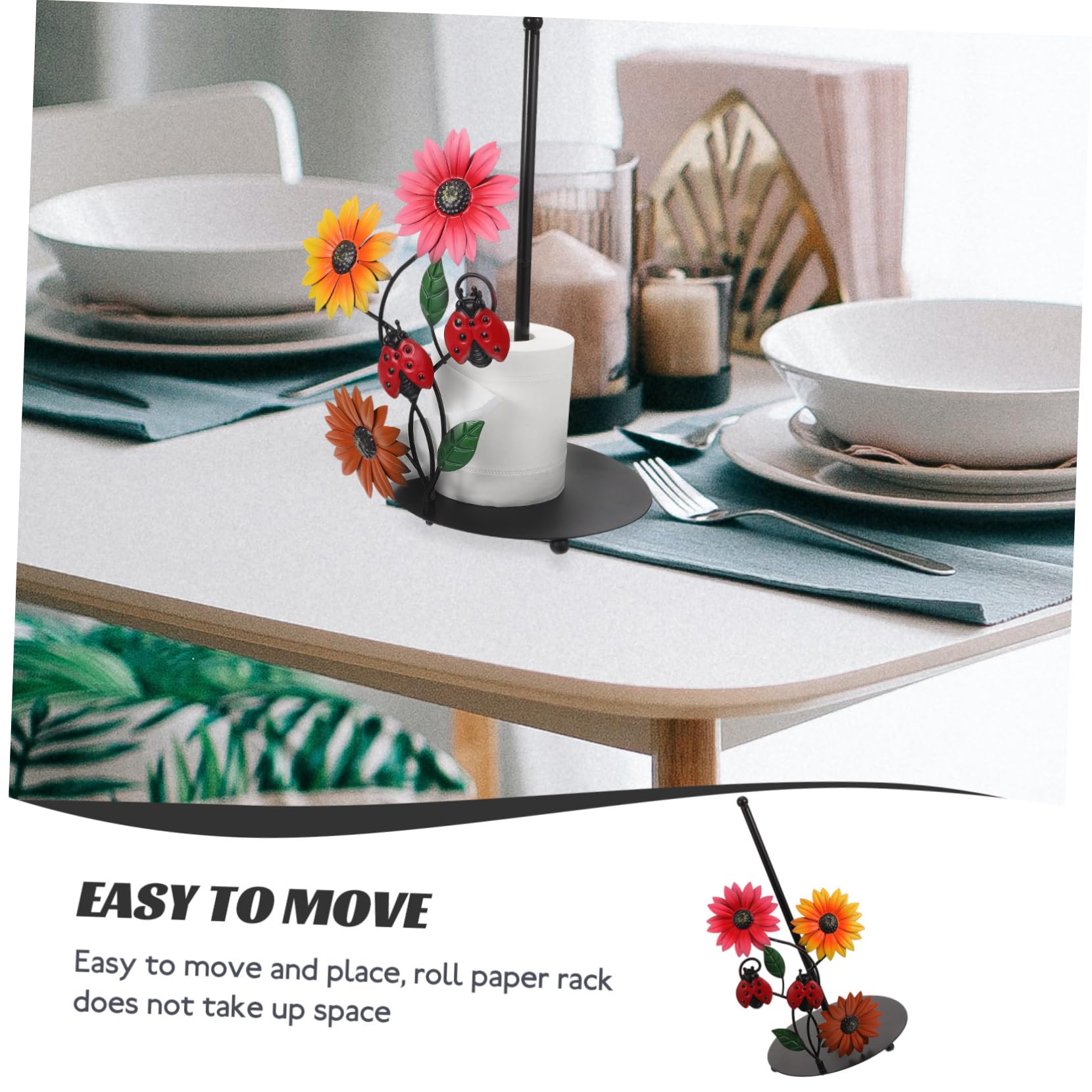 SHINEOFI Portarotolo Base Stabile in Ferro di Carta e Forma di Girasole Decorazione Moderna per Cucina, Sala da Pranzo Soggiorno