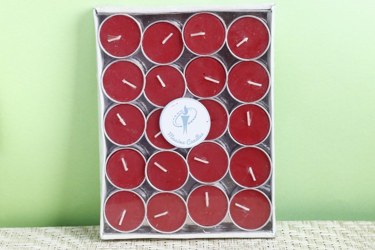 Maxime Candles Apple Cinnamon Scented Wax Tealight Candle (21 cm x 16 cm x 4 cm, Red, Set of 40)