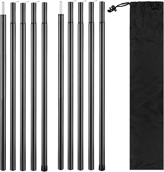 2 Sets Regulable Tent Poles, Camping Tent Tarps Poles with Storage Bag, Heavy Duty Poles Gear for Backpacking, Hiking Awning