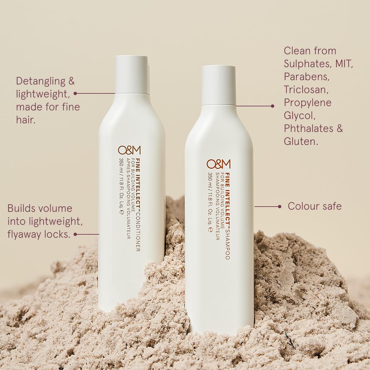 O&M Fine Intellect Hair Conditioner, Light Volume, Nourishment, Fine Hair, Coconut Oil, Australian Extracts, Antioxidants, Color Safe, Sulfate Free, Vegan, Cruelty Free, Made in Australia, 350ml