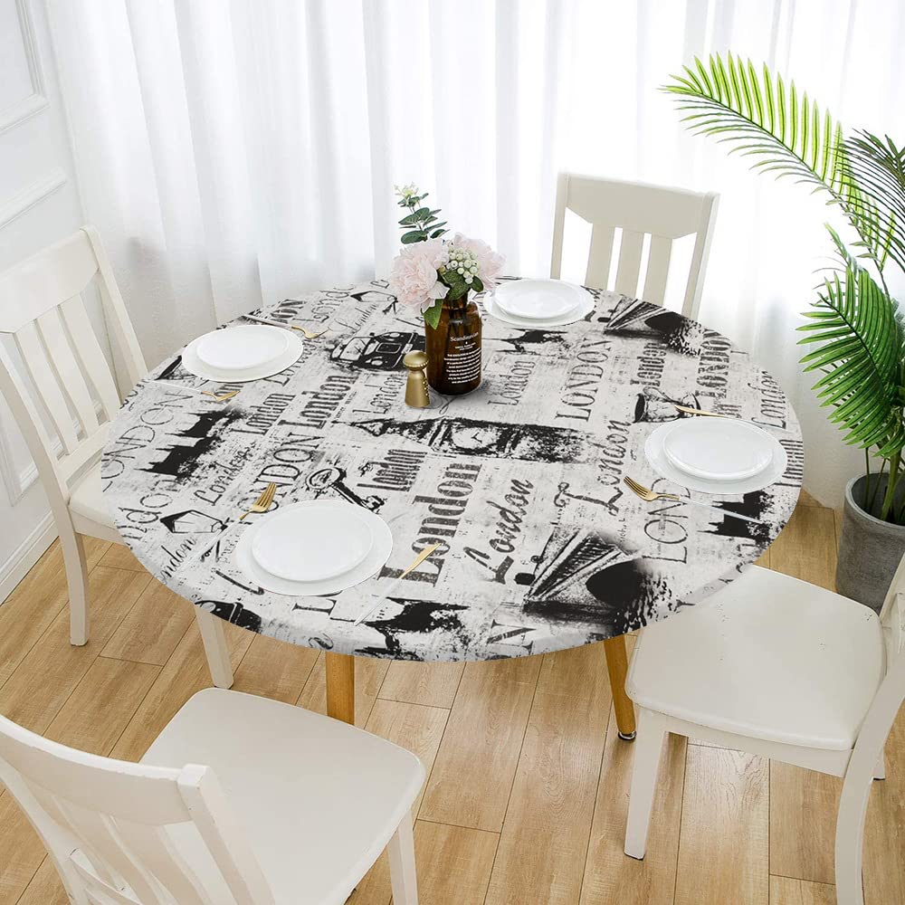 Nappe ronde extensible 120cm imperméable en polyester élastique pour table de patio