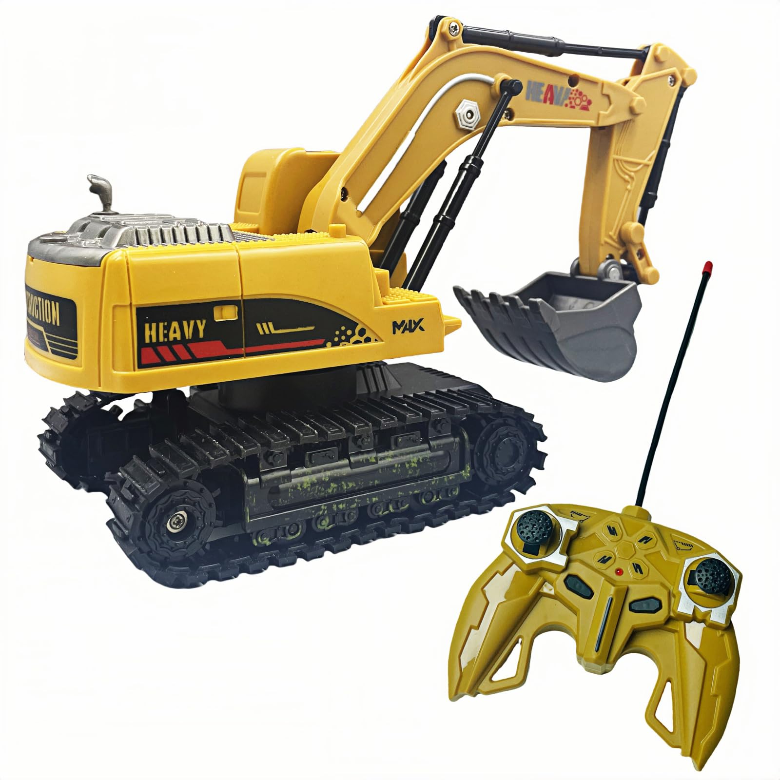 1:24 Scala 6 Canali Escavatore Telecomandato per Bambini, Escavatori Radiocomandato,Escavatore Idraulico per Ragazzi con luci,demo a un tocco, Sand Digger Regali per Bambini dai 4-7 Anni.