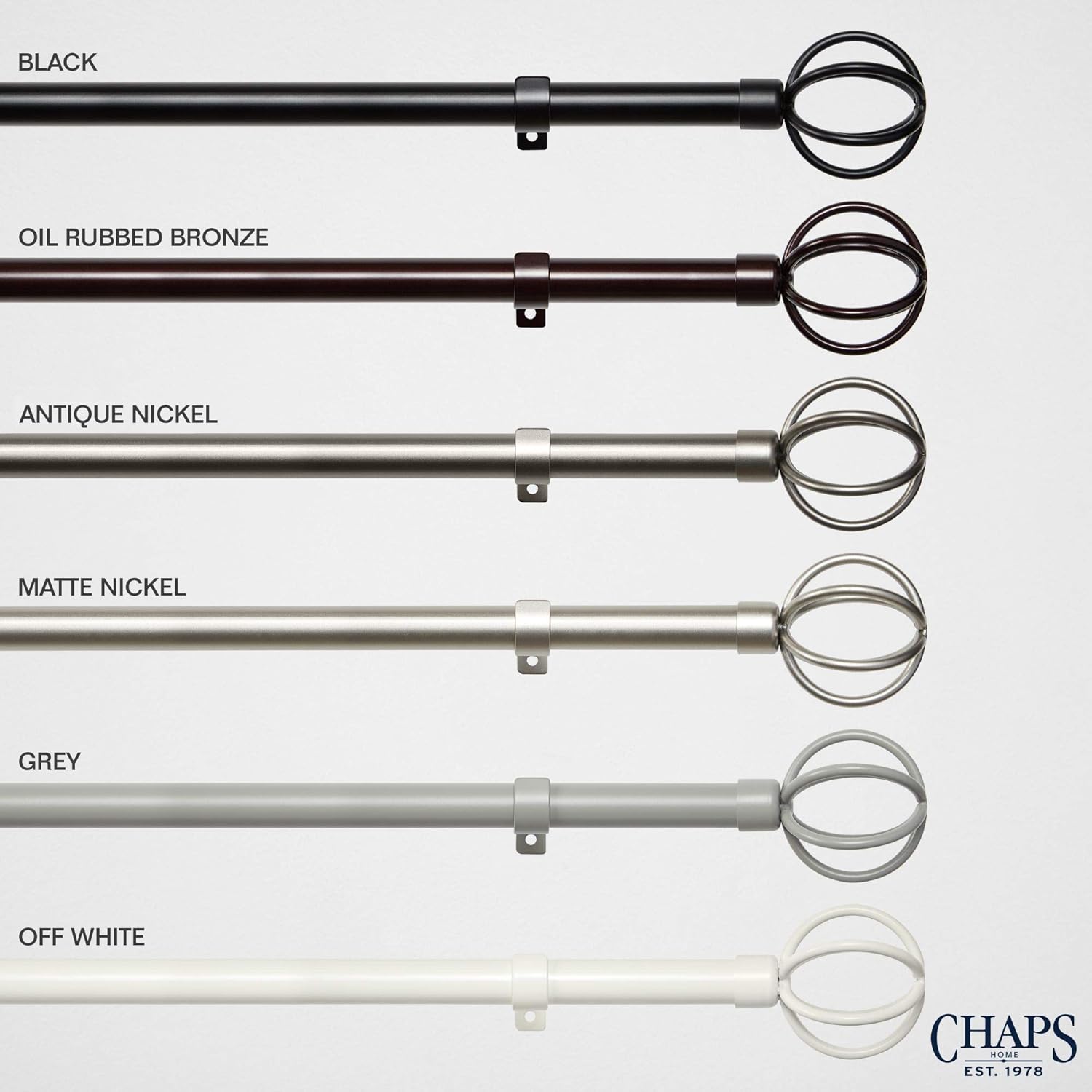 Chaps Cage ¾” Diameter Window Curtain Rod and Finial Set, 35"-66", Matte Nickel : Home & Kitchen
