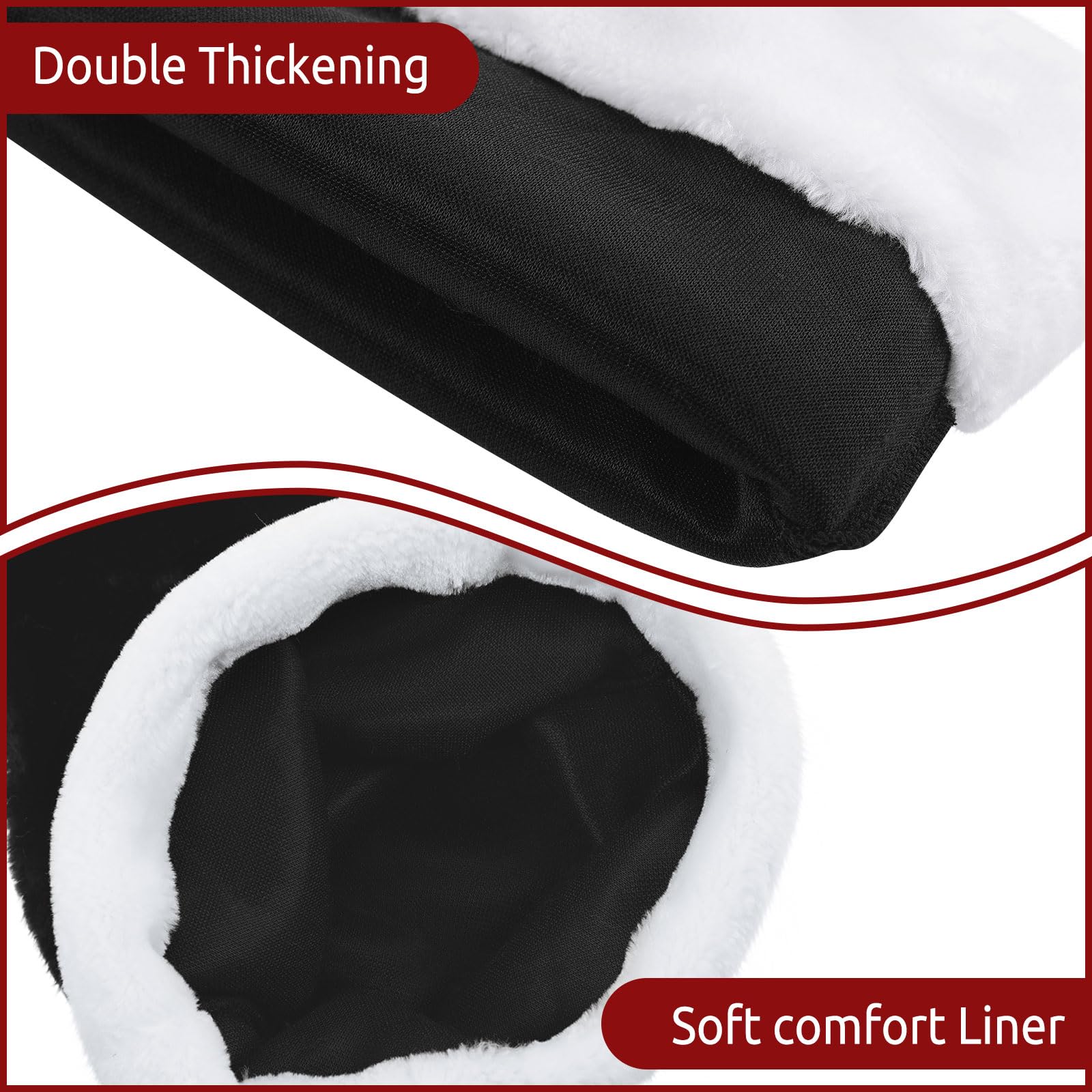 KONVINIT Cappello di Natale Nero Cappello Babbo Natale Adulto Cappellini Natale Cappellino Babbo Natale Taglia Unica