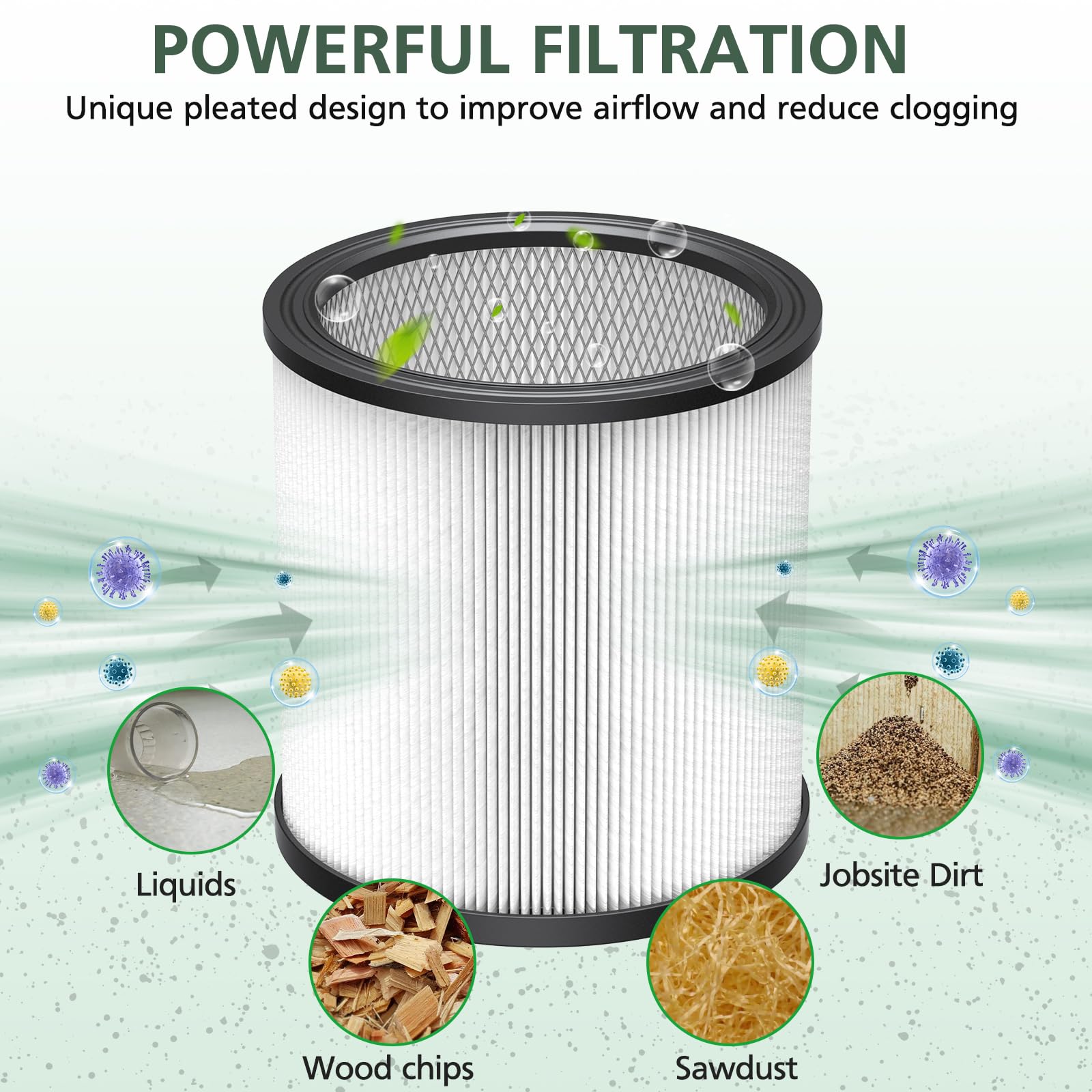 DXVC6910 Cartridge Filter For Dewalt Wet/Dry Vacuum 6-16 Gallon DXV06P DXVC6910 DXV09P DXV10P DXV10PL DXV10SA DXV12P DXV14P DXV16P, Washable Reusable - View #8