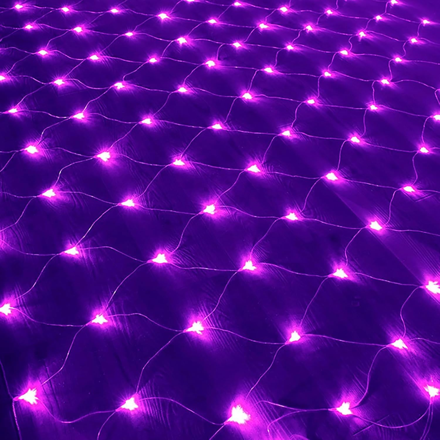 LED-Weihnachtsnetzlichter, batteriebetriebene Netz-Lichterkette, wasserdicht, Netzvorhang-Lichter, 8 Modi, Lichterkette für Weihnachtsbaum, Busch, Garten, Hinterhof, Dekor (lila, 6 x 4 m, 672