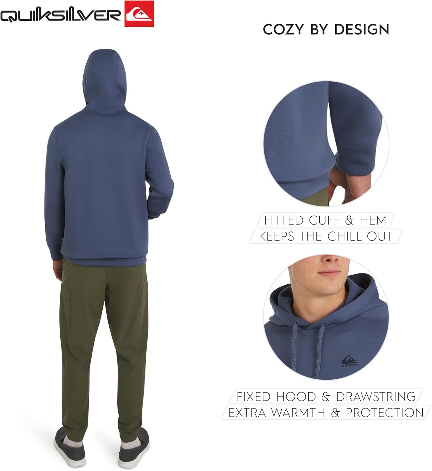 Quiksilver Men's Regular Fit Active Performance Heavyweight Jacquard Mesh and Polar Fleece Pullover Hoodie (S-XL) - Image 4