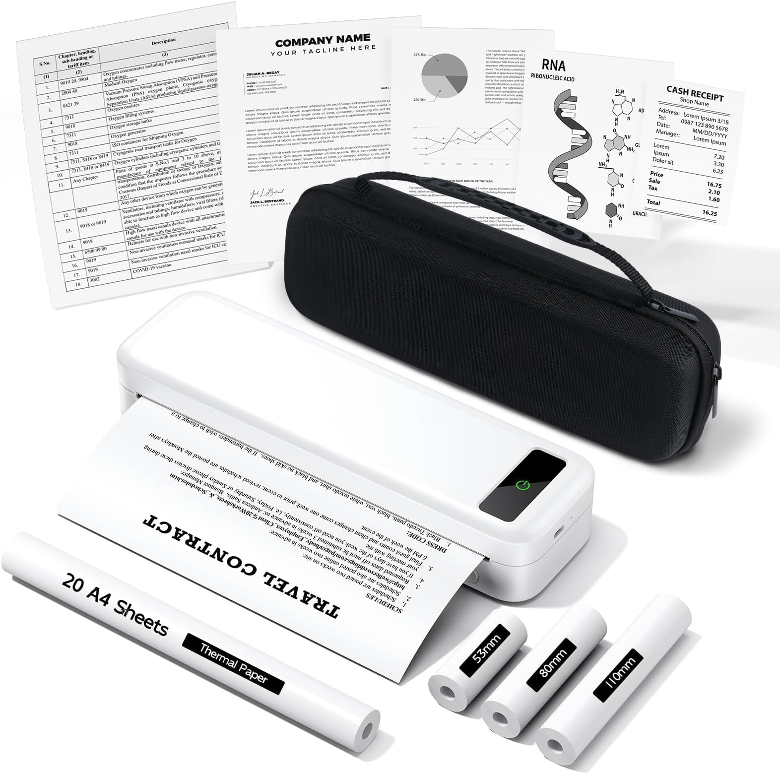 Wireless Inkless Portable Thermal Printer
