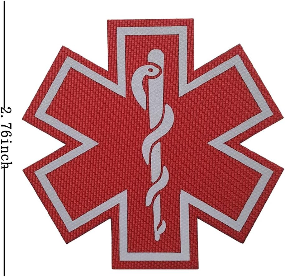 2Pcs Reflective Medic Hook Loop Badge Star of Life 2.76 Inch image 2