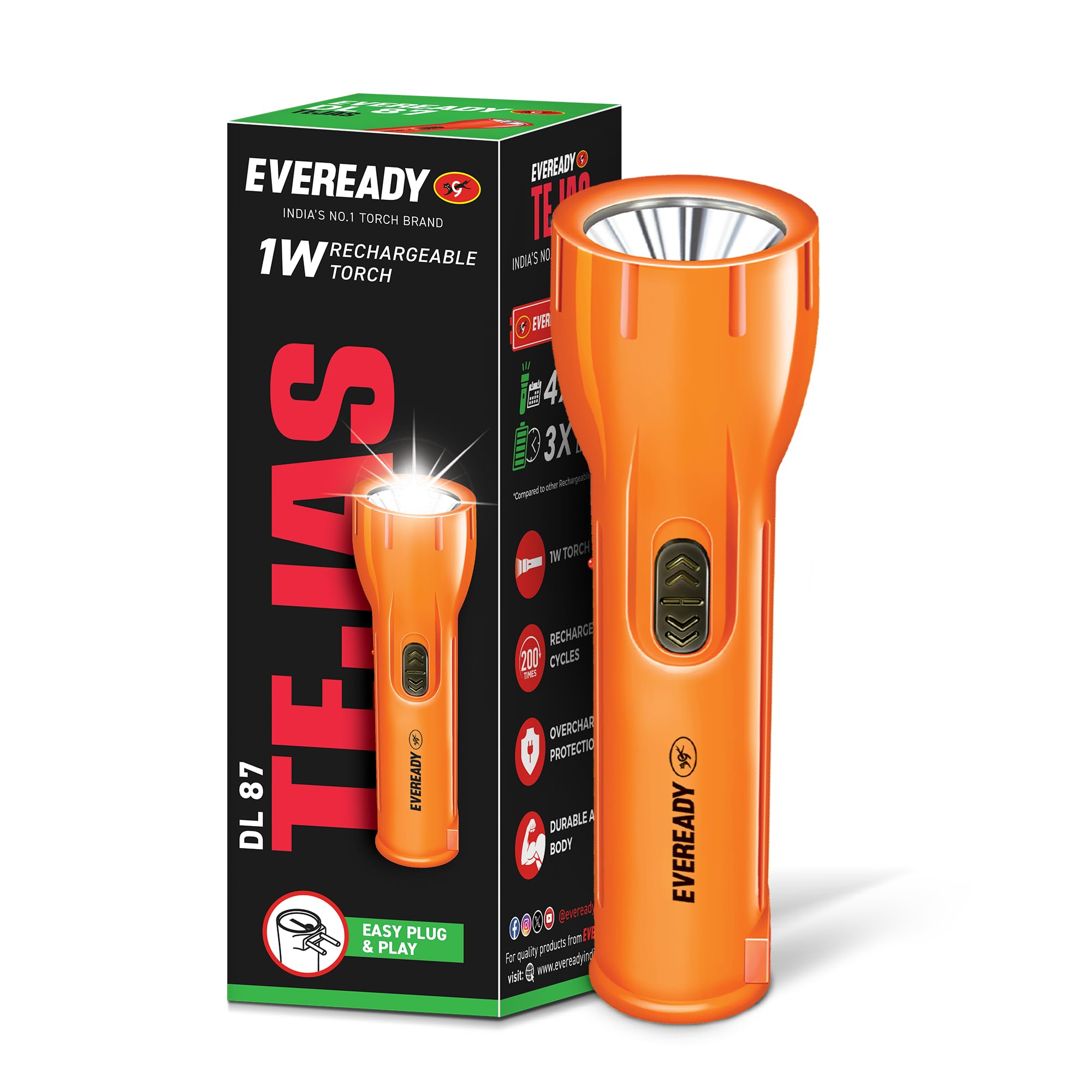 Eveready DIGILED DL87 Rechargeable Torch (Color May Vary), 115 Lumen-image-44