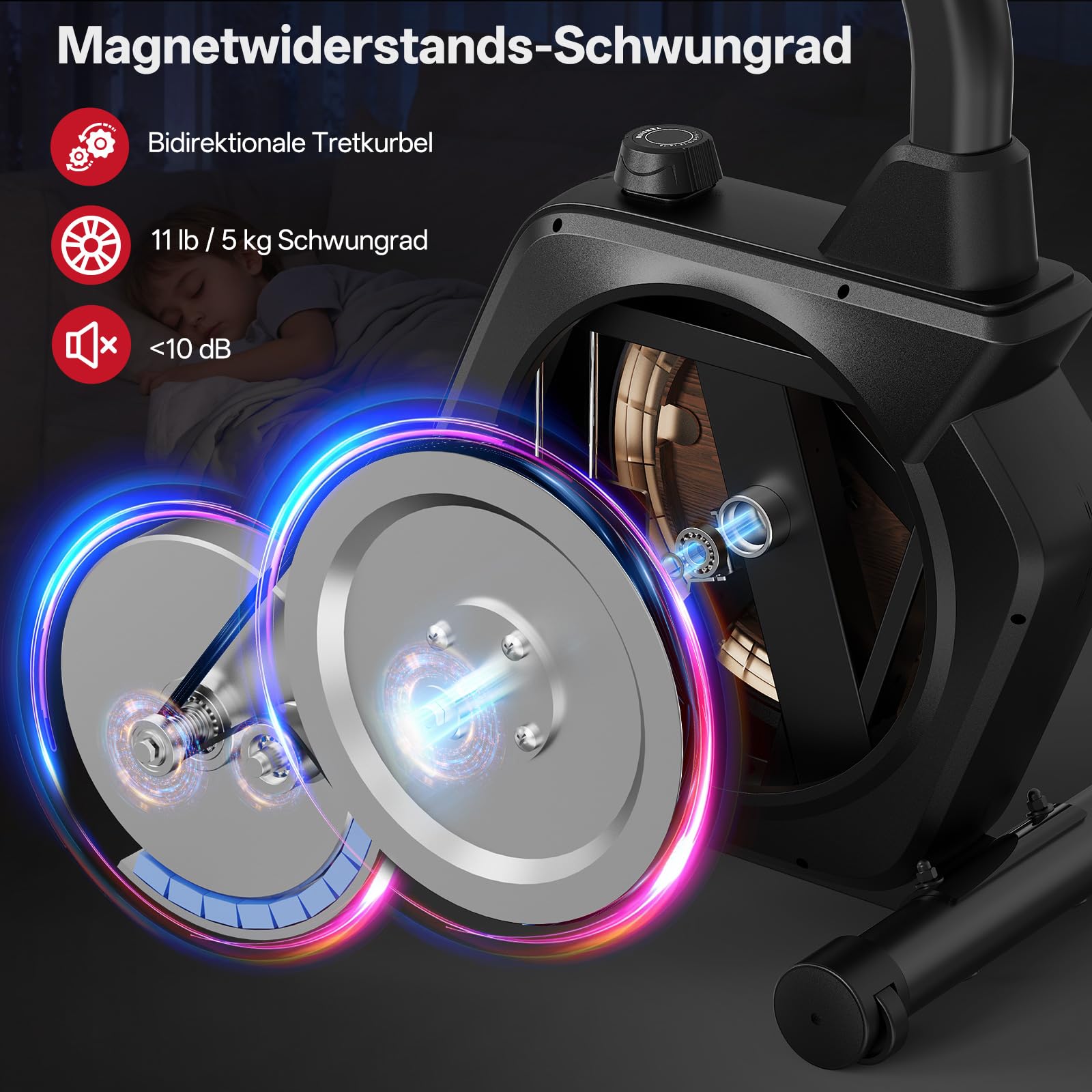 JOROTO JH50 Liegeergometer für Zuhause, Bluetooth liegefahrrad Heimtrainer mit App, 16 Widerstandsstufen, Verstellbarer Weiche Sitzfläche & Rückenlehne bis 182KG, LCD-Display, Herzfrequenzsensoren