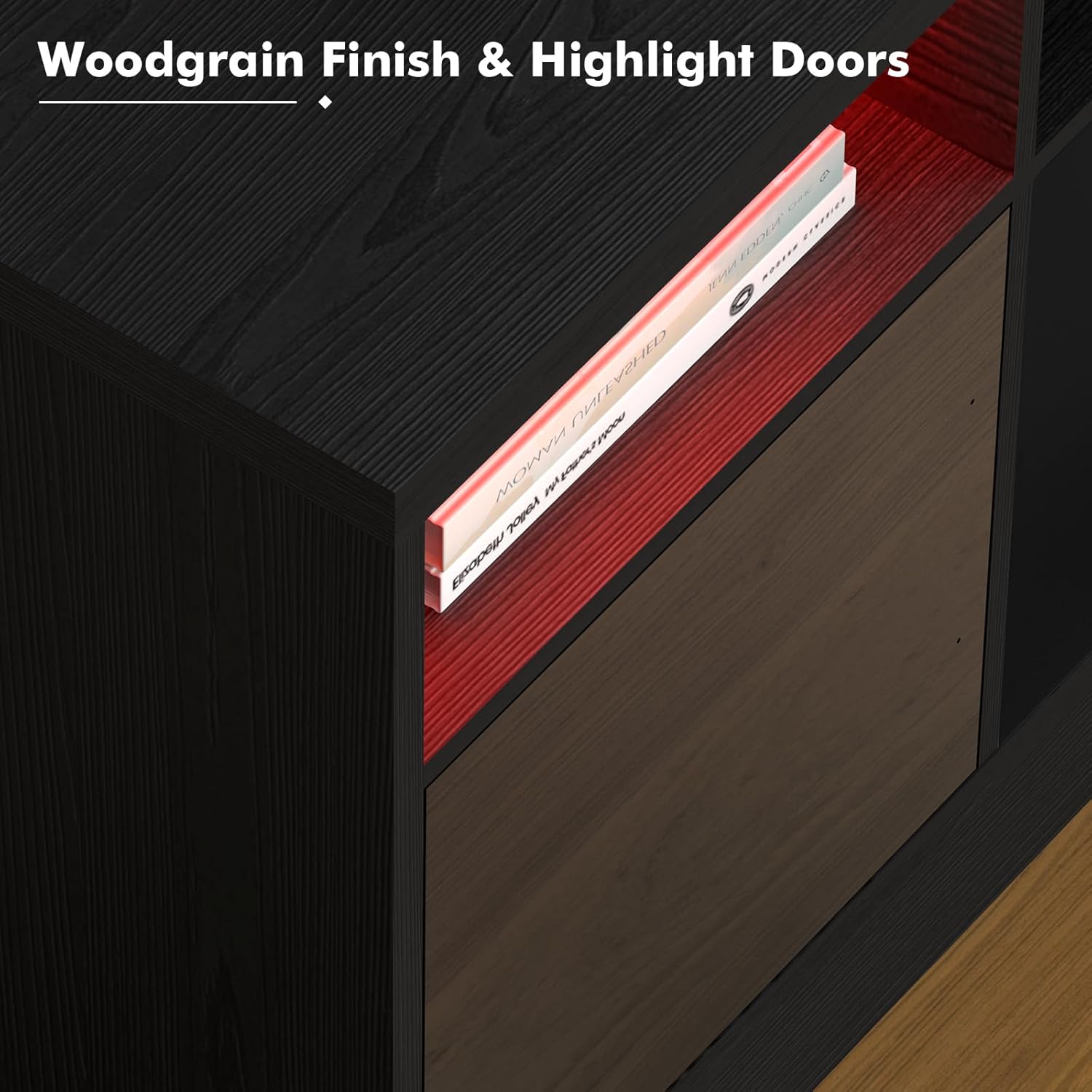 BREEZEHEAT 70 inch TV Stand with Fireplace-Led Entertainment Center for TVs Up to 80 Inch-Fireplace TV Console with Storage Cabinets, Power Outlets, Modern TV Stand for Living Room-Black