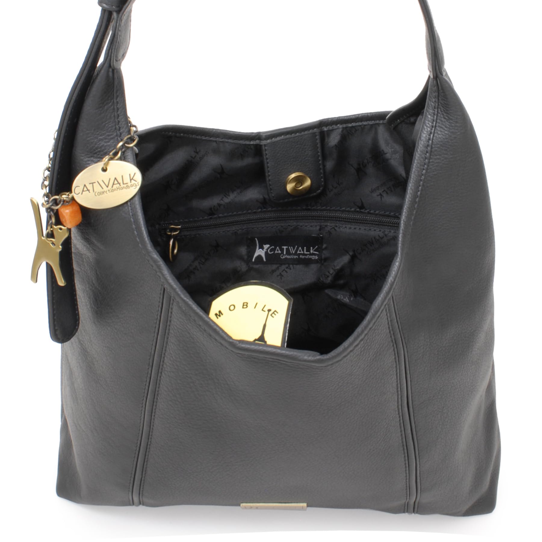 Catwalk Collection Handbags - Bolso de Hombro Piel de Mujer - Tote Bag Mediano-Grande con Cremallera - Bolso Diario - Multibolsillos - Bethany
