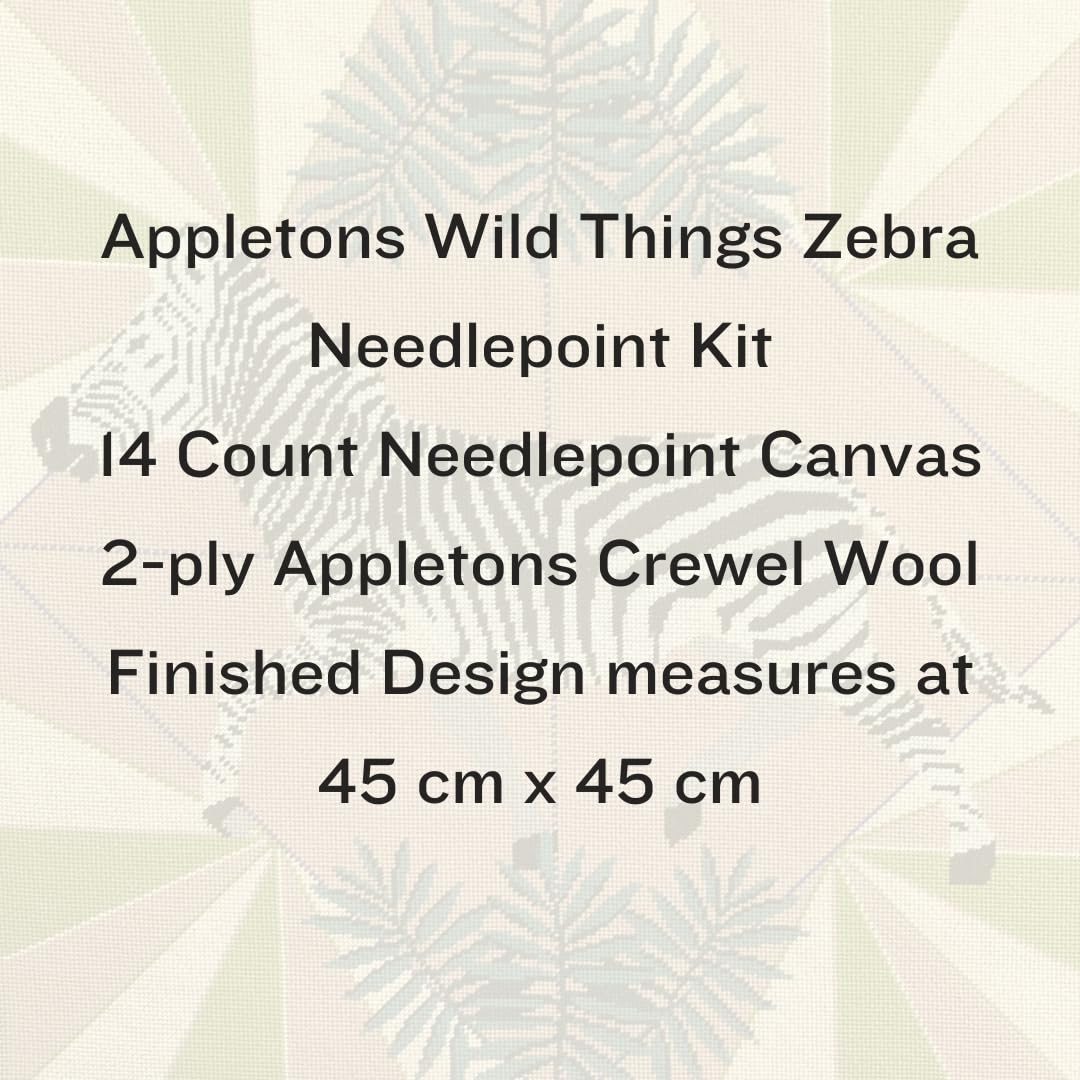 HM NABAVIAN Appletons Wool Needlepoint Kit – Wild Things Range - Zebra by Thread and Mercury