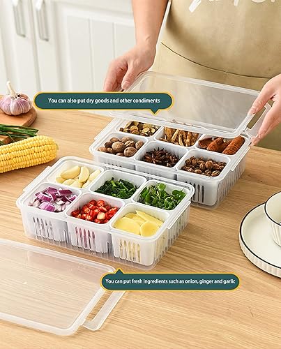 Miniatura 3 de Recipientes de almacenamiento de alimentos con tapas herméticas, recipiente para refrigerador con 6 cajas pequeñas desmontables, contenedor portátil