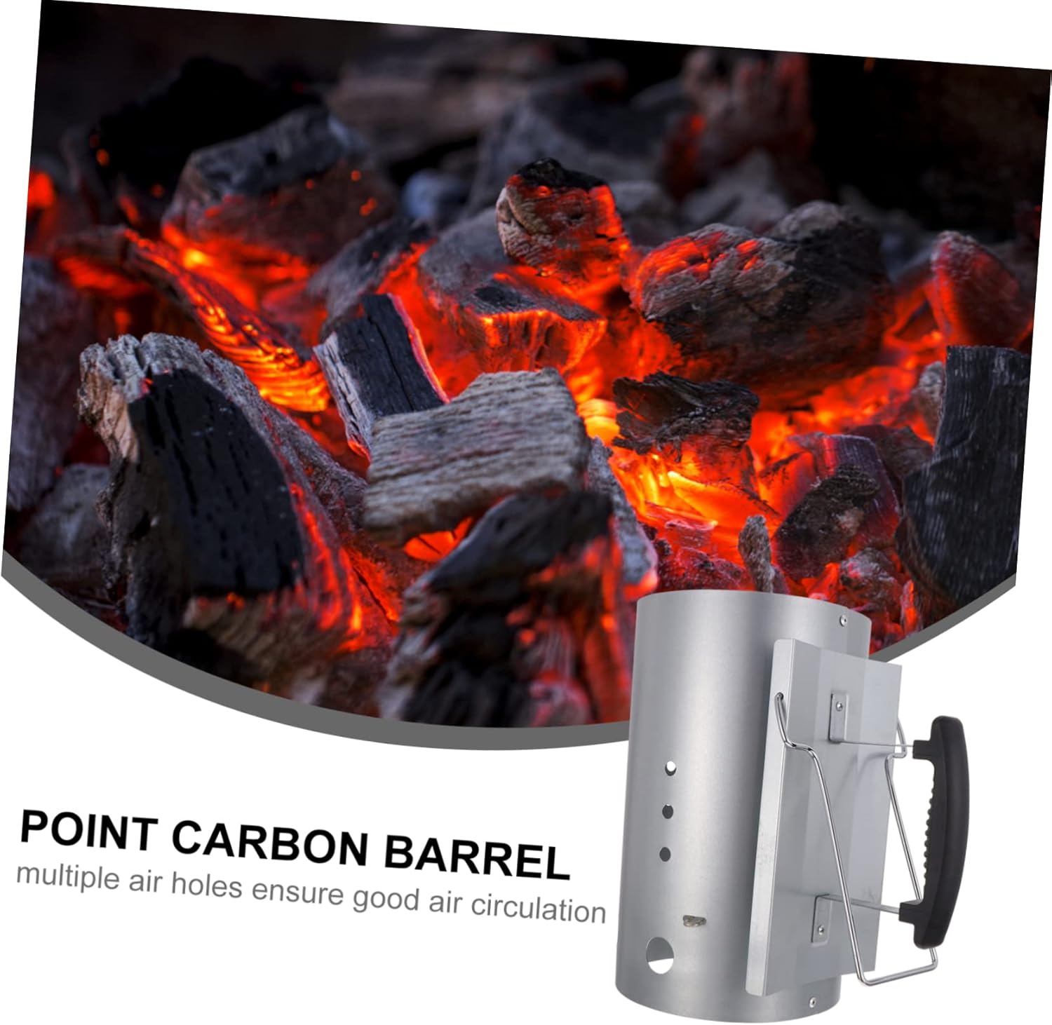 Outdoor Charcoal Chimney Starter Bucket with Heat Shield Handle Efficient Fire Starter for Grilling and Barbecue Outdoor Cooking Tool