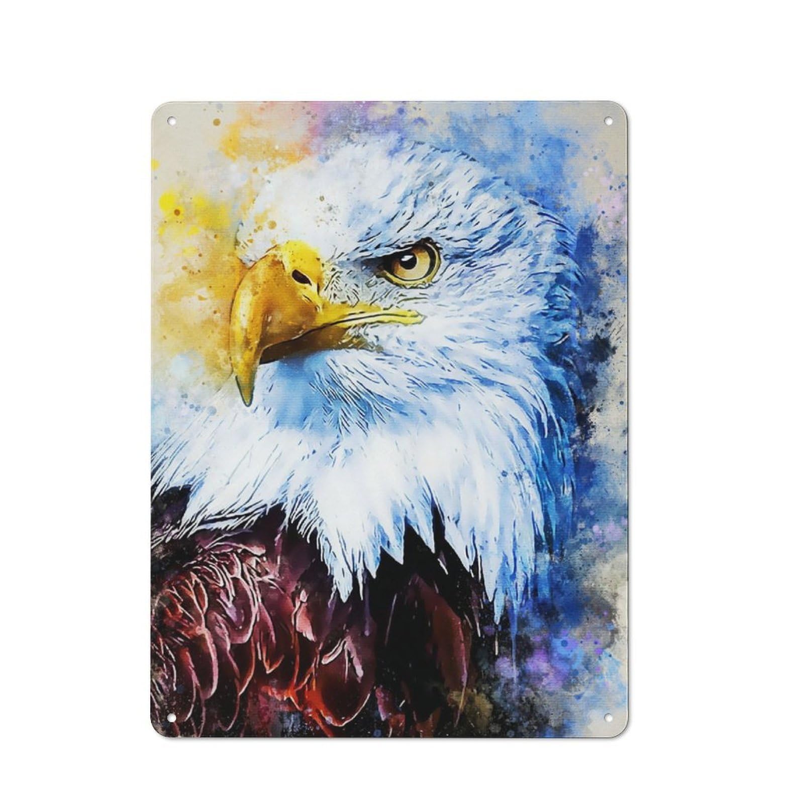 Junmoney Eagle Watercolor For Garden Room Or Summerhouse, Rustic Tin Sign 40X30cm, Tin Sign Wall Decor For Garden Rooms And Summerhouses