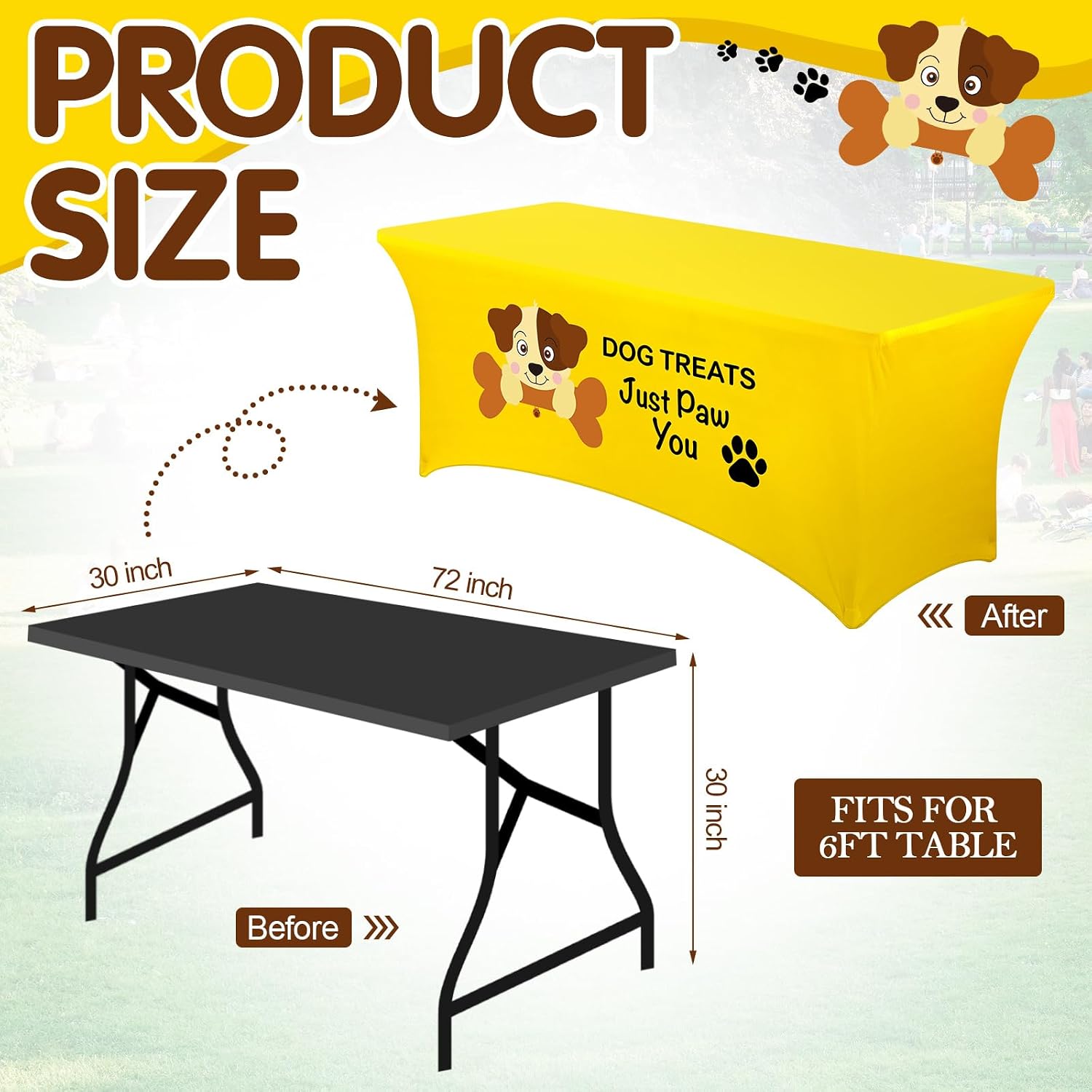 Oudain 6 Ft Dog Treats Tablecloth Stretch Spandex Rectangle Cover image 2