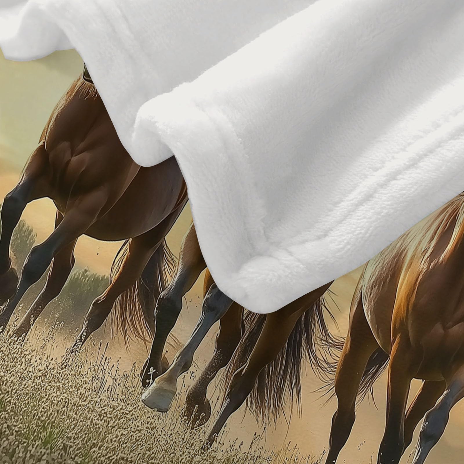 CozyRest Manta de Sofá y Cama de Felpa Súper Suave, Caballo Marrón de la Pradera Fotografía Natural 220 x 240 cm - Ideal para Hogar y Decoración