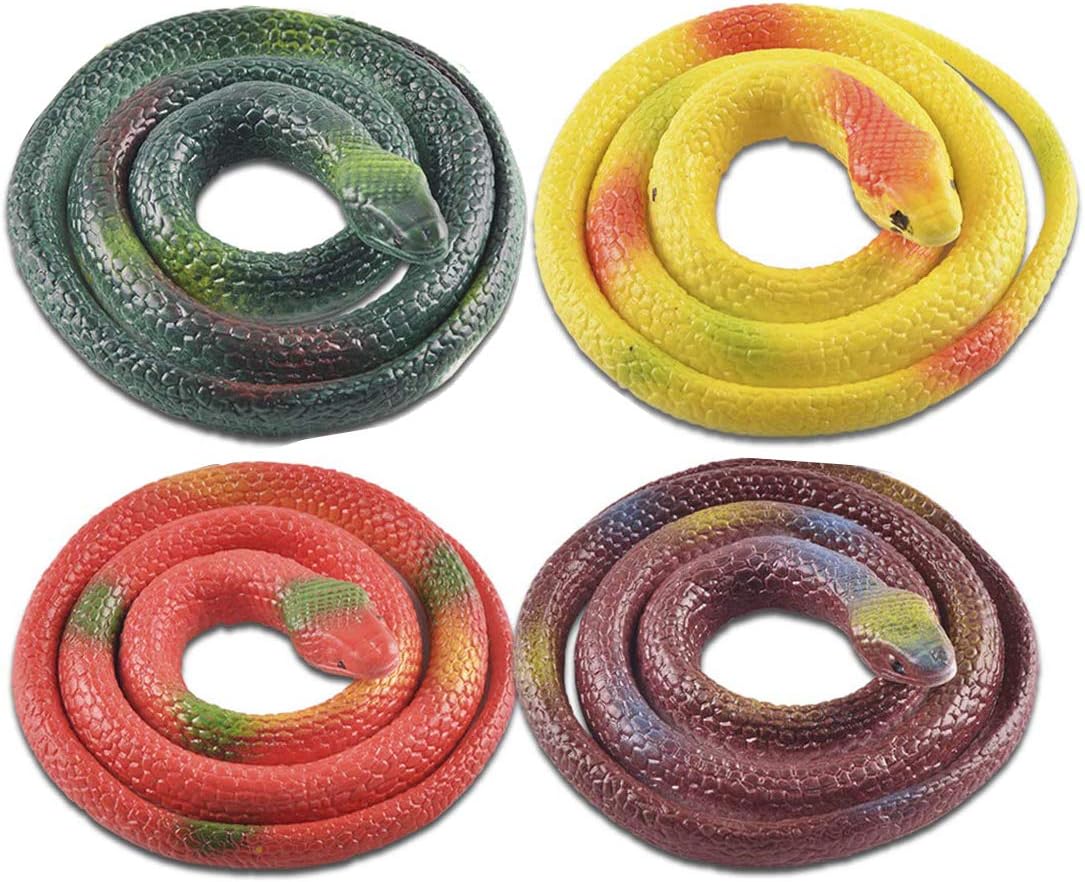 LRCXL Rubber Snakes to Keep Birds Away - 4 Pieces Realistic Fake Snake Toys for Garden Props to Keep Birds Away, Scare Squirrels, Mice, Pranks