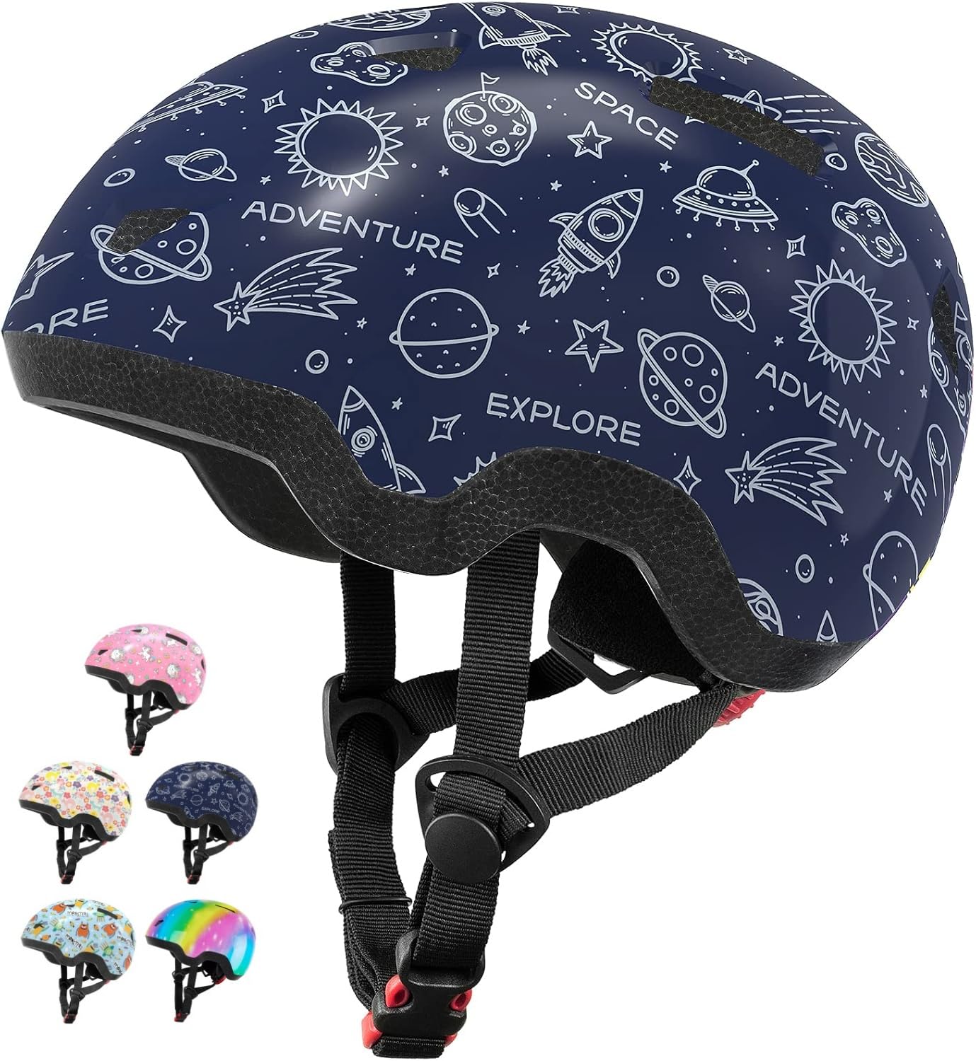 Lyefancy Kids Helmet for 1-8 Years Old, Toddler Helmet for Infant Baby, Printed Character Kids Bike Helmet for Boys Gilrs, Children Helmets for Cycling Scooter Skateboard Skating(Galaxy, S(48-53cm))